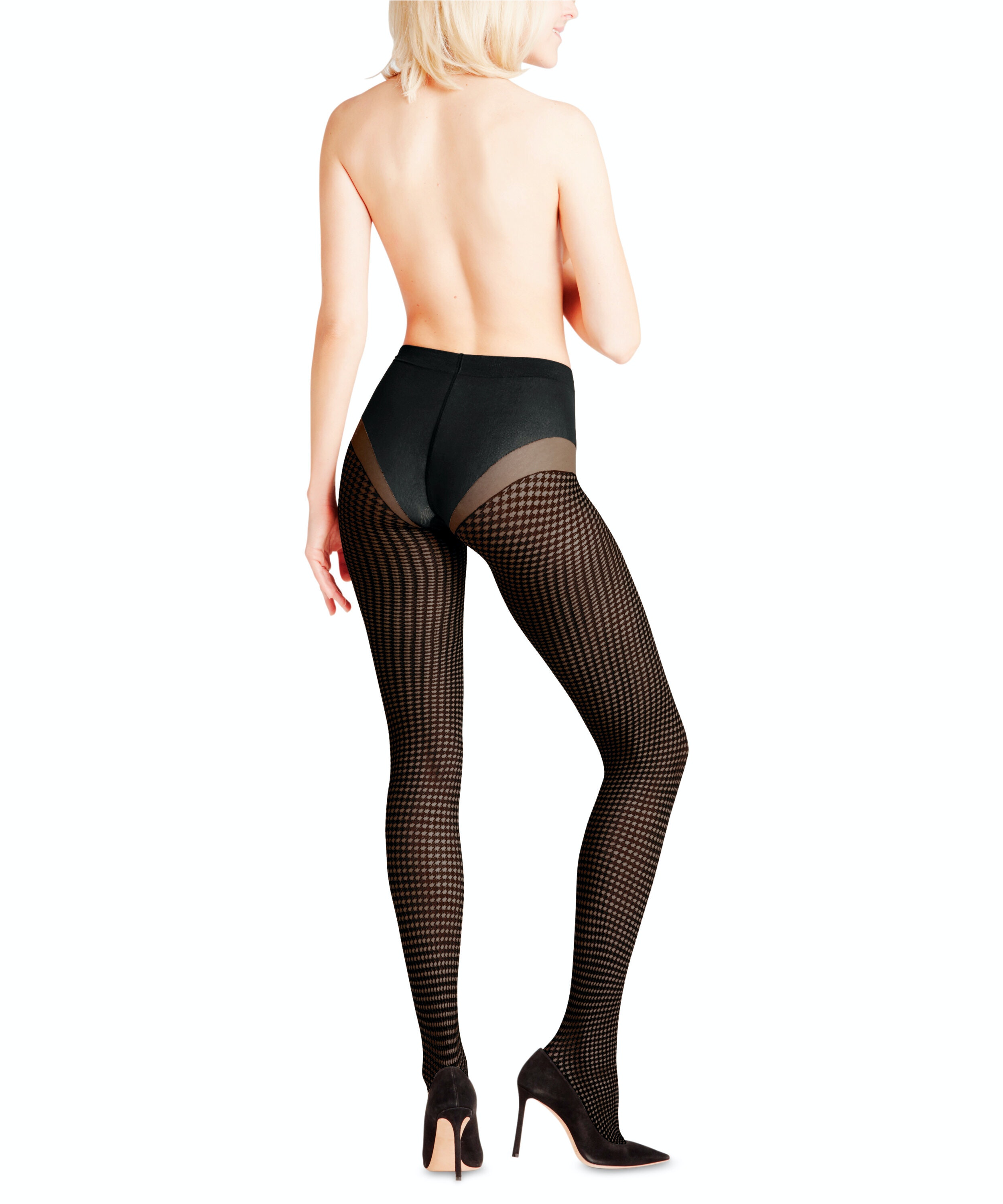 FALKE Houndstooth 15 DEN dames panty, black