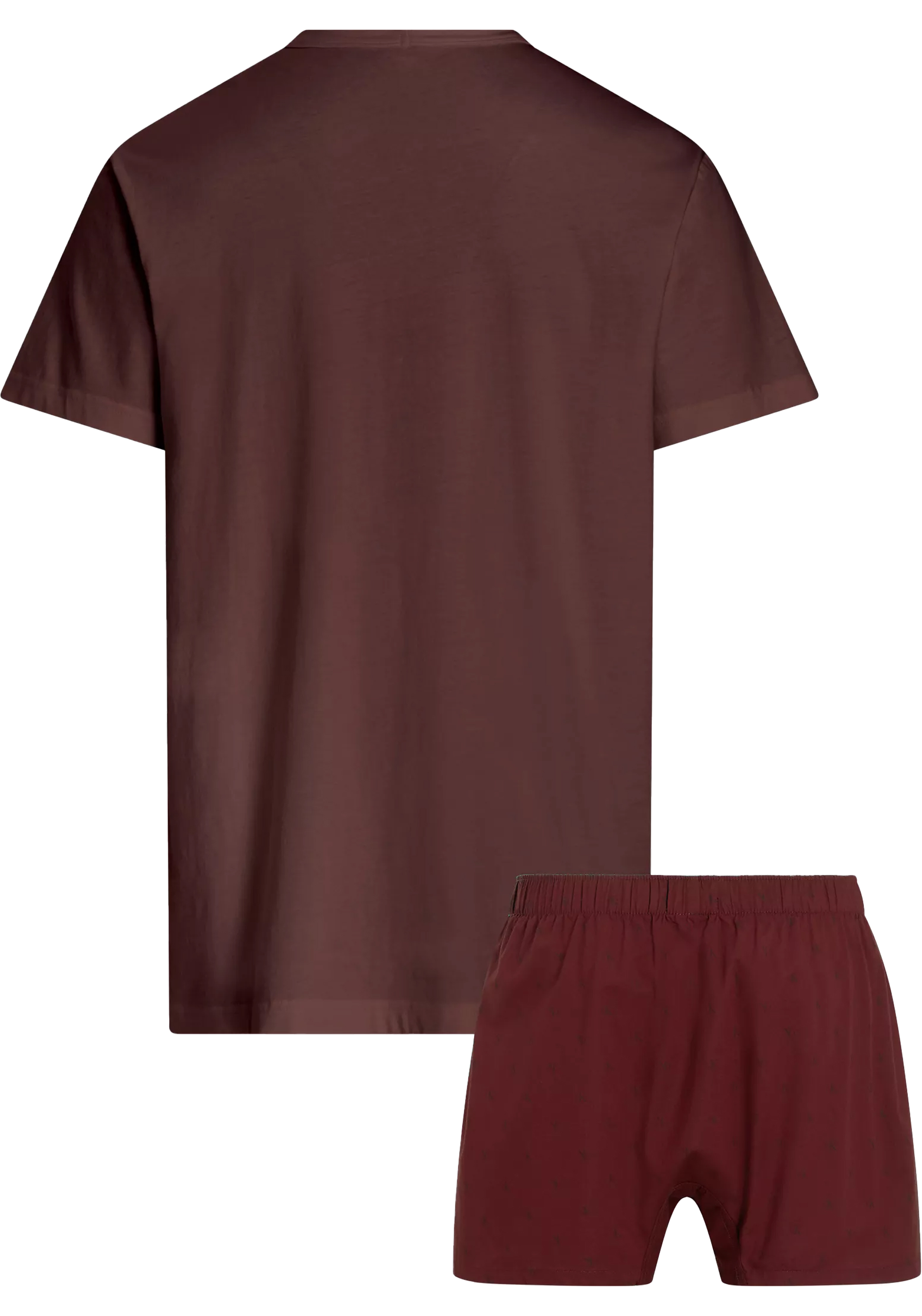 Calvin Klein heren shortama O-hals, donkerrood shirt, dessin broek