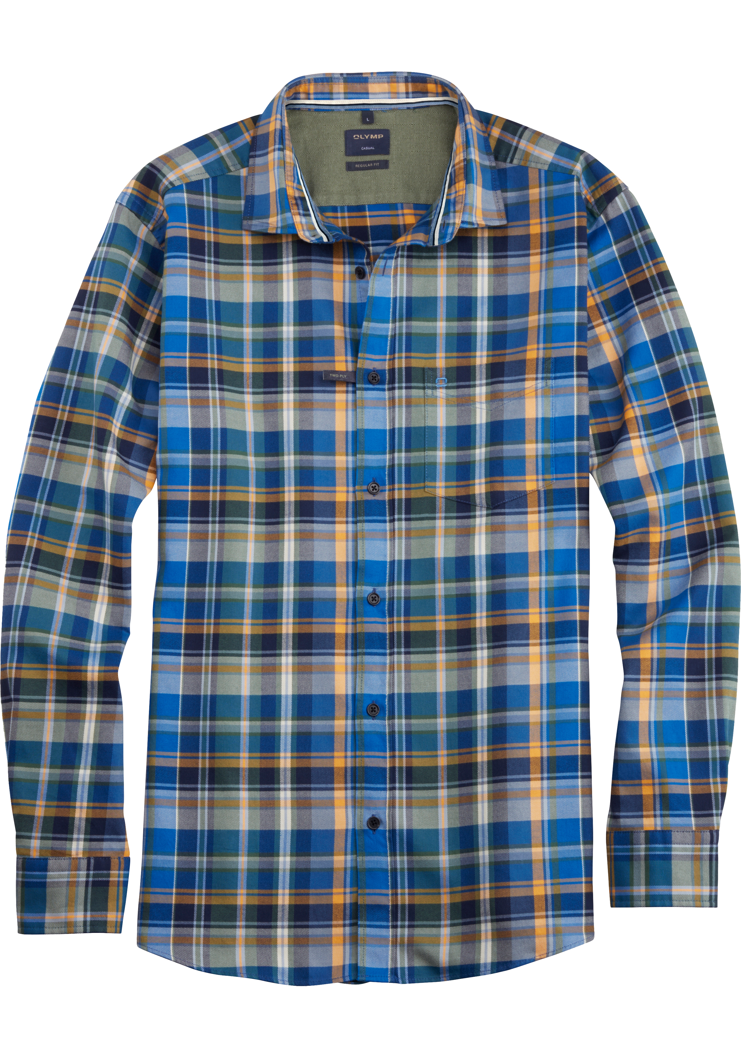 OLYMP Casual regular fit overhemd, flanel, groen geruit