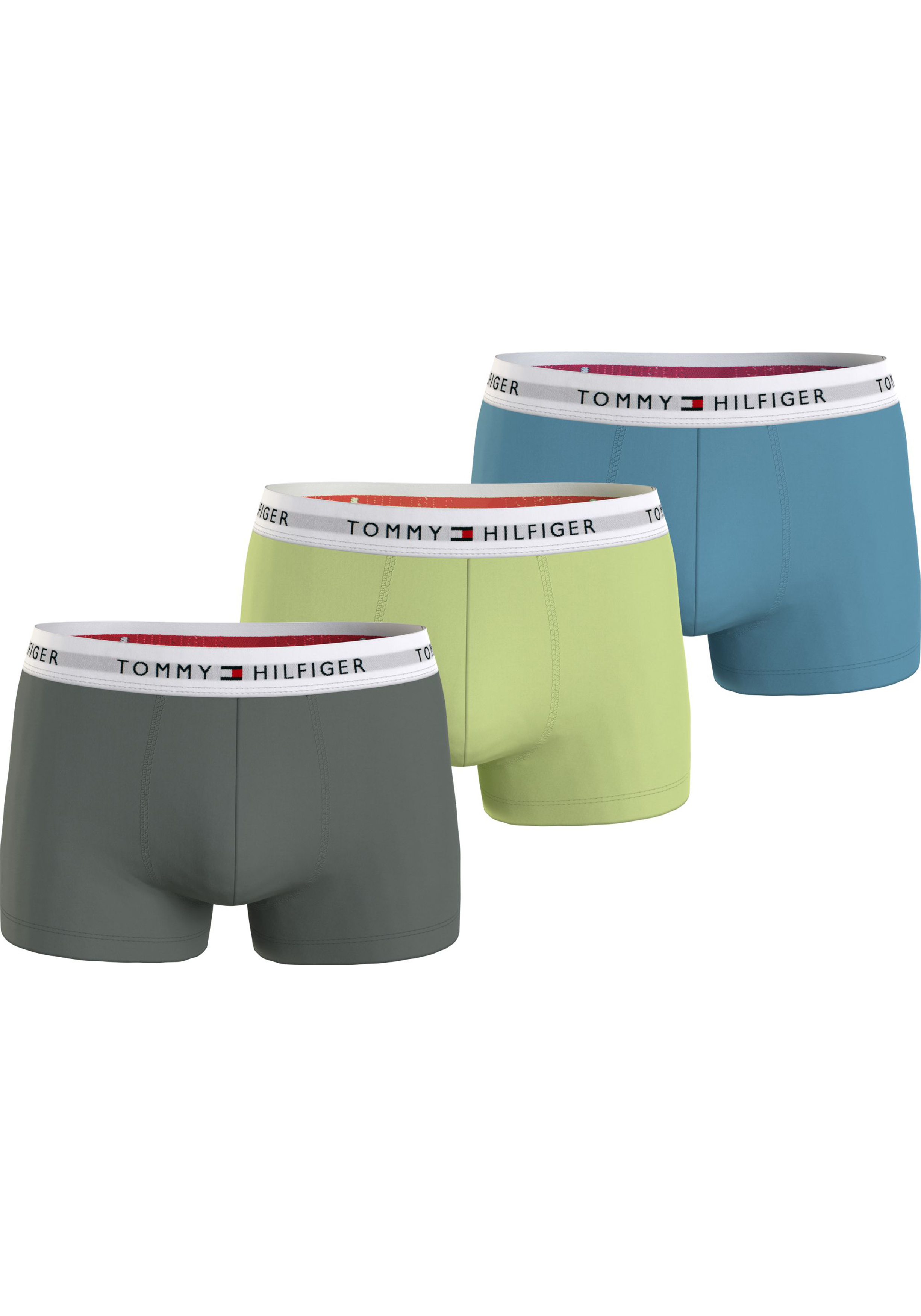 Tommy Hilfiger trunk (3-pack), heren boxers normale lengte, groen, lime, petrol