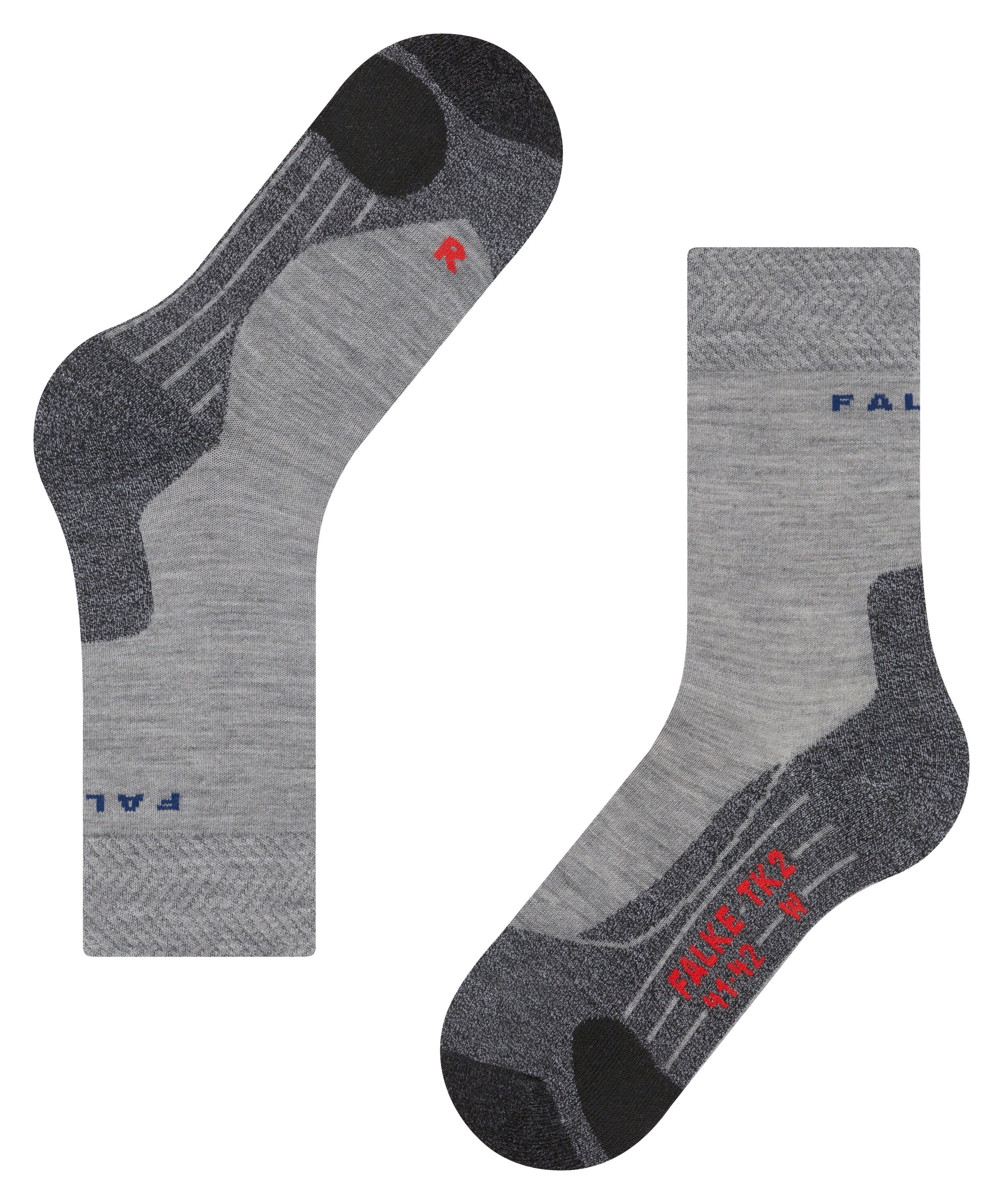 FALKE TK2 Explore Melange dames trekking sokken, grijs (m.grey melange)