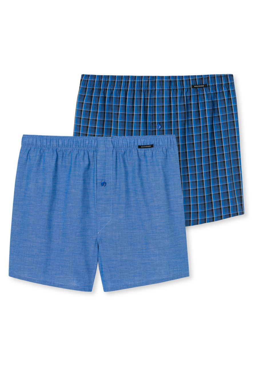 SCHIESSER Boxershorts Multipack boxer (2-pack), heren boxershorts geweven stof koningsblauw geruit