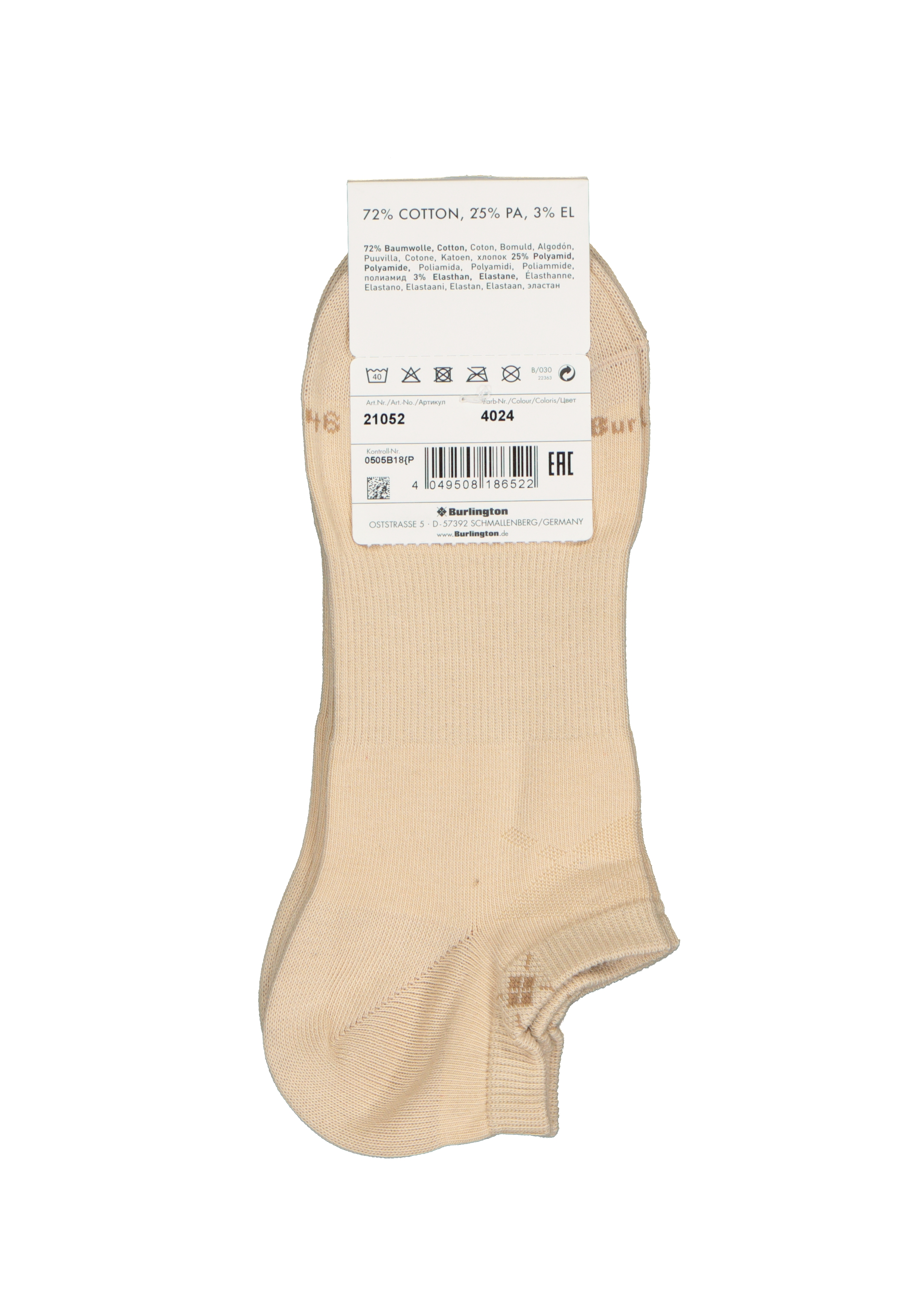 Burlington Everyday heren enkelsokken (2-pack), katoen, beige