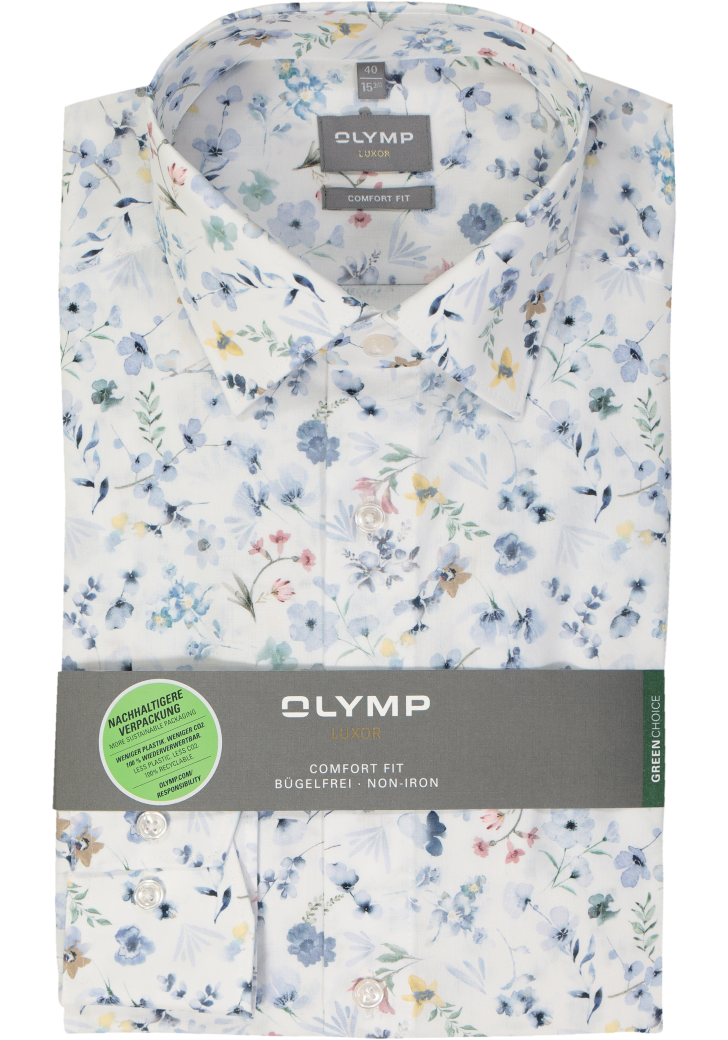 OLYMP comfort fit overhemd, popeline, wit dessin