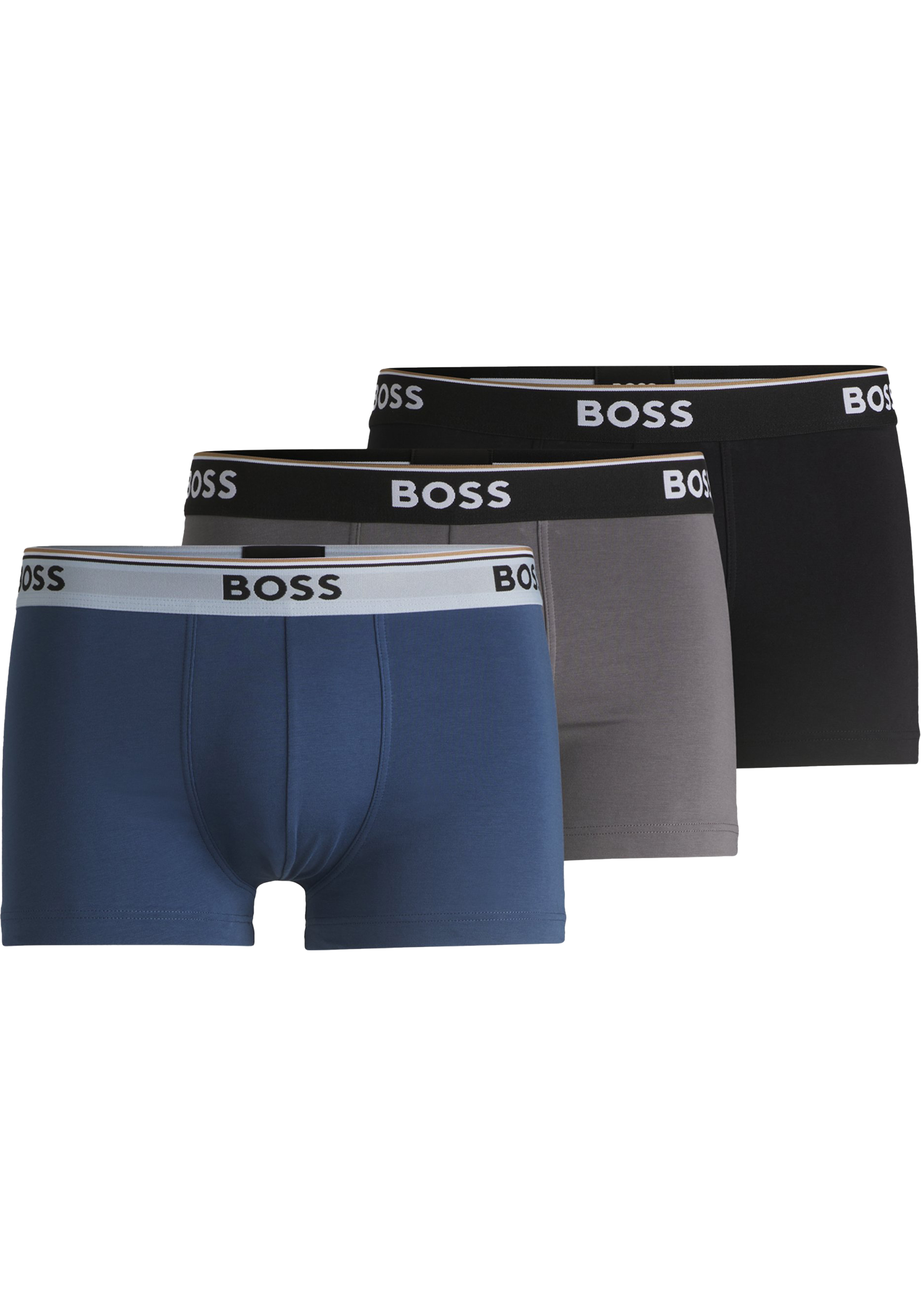 HUGO BOSS Power trunks (3-pack), heren boxers kort, blauw, grijs, zwart