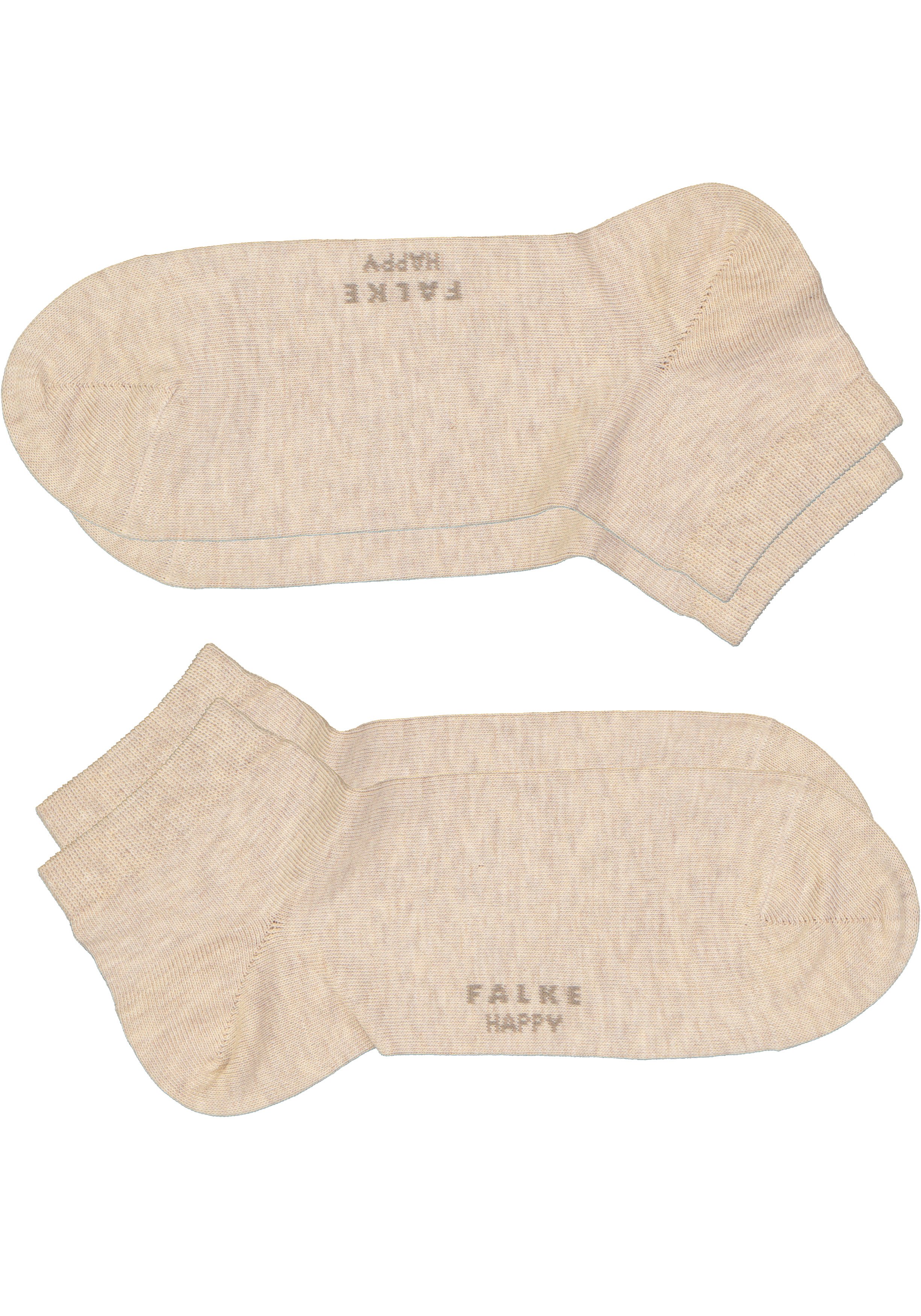 FALKE Happy heren enkelsokken (2-pack), beige (sand melange)