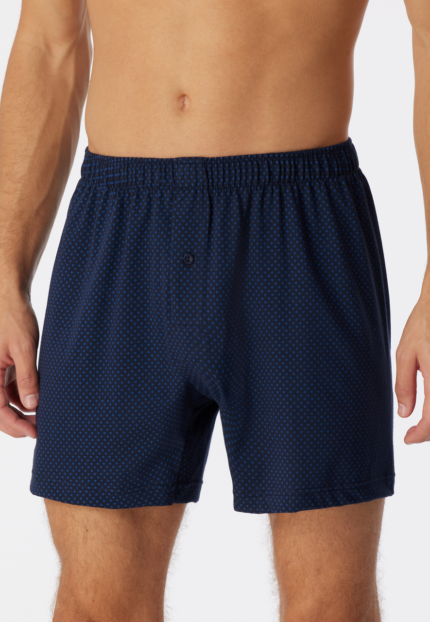 SCHIESSER Cotton Casuals boxer (1-pack), heren boxershort jersey donkerblauw met patroon