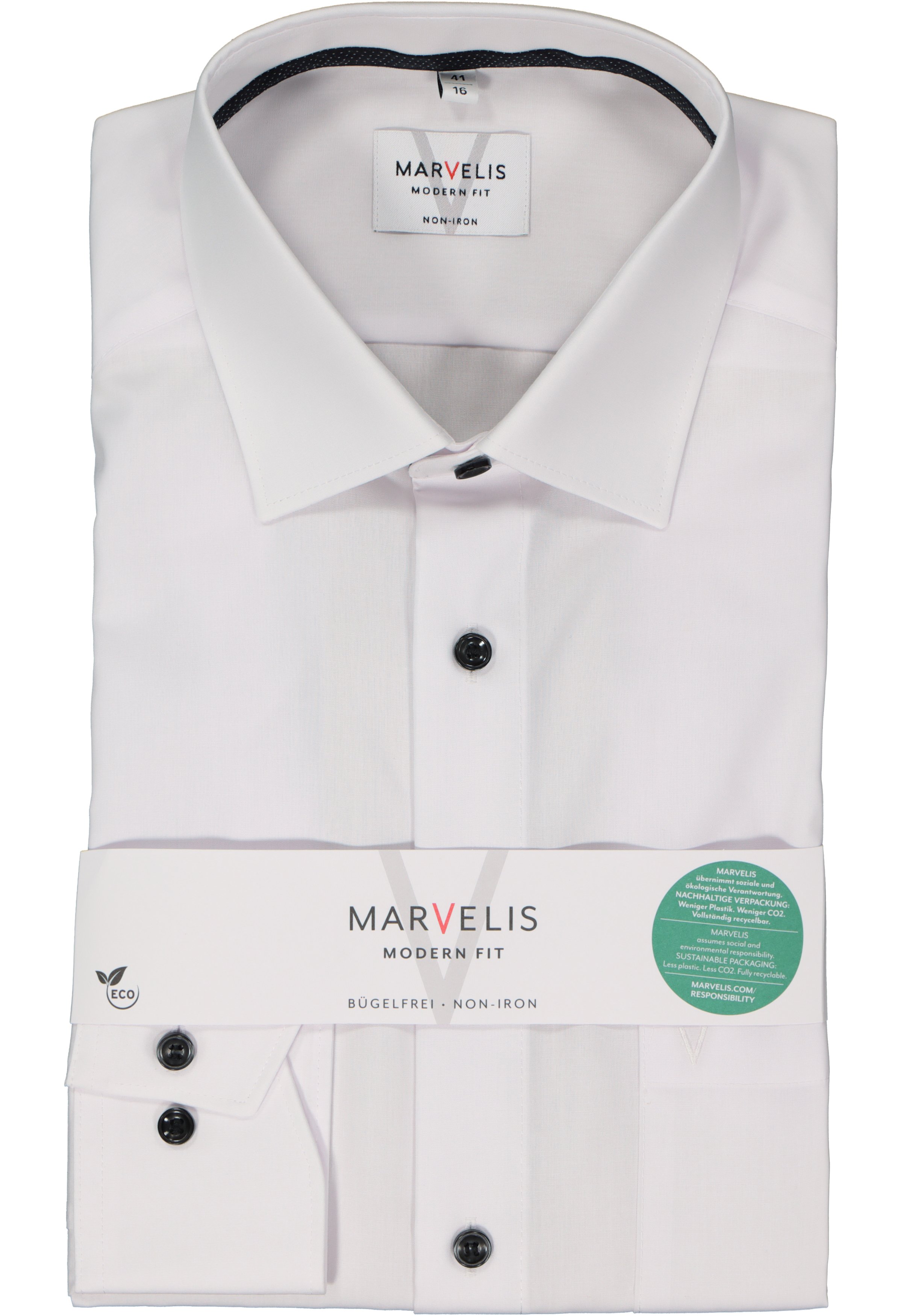 MARVELIS modern fit overhemd, popeline, wit