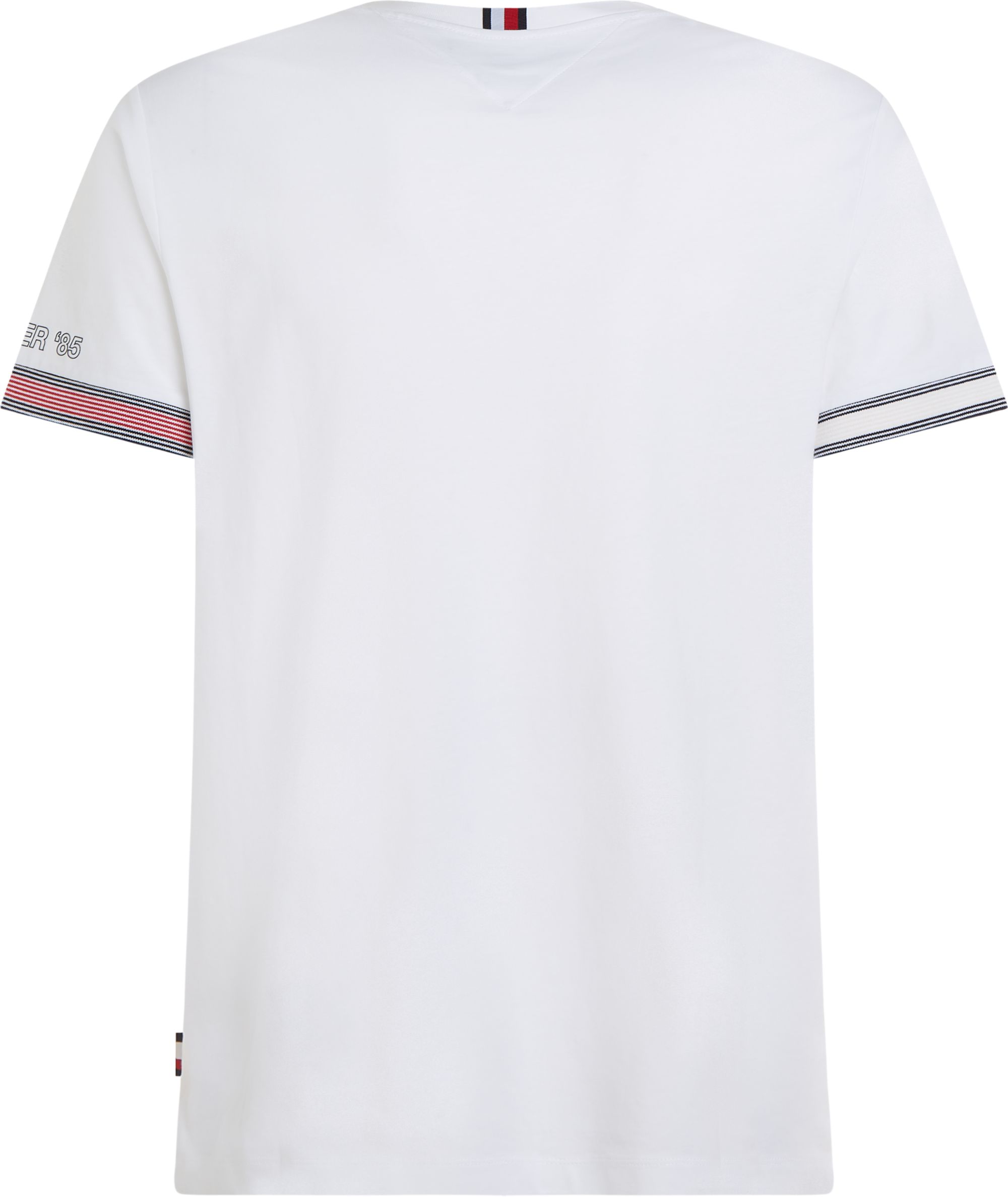 Tommy Hilfiger Flag Cuff Tee, heren T-shirt korte mouw O-hals, wit