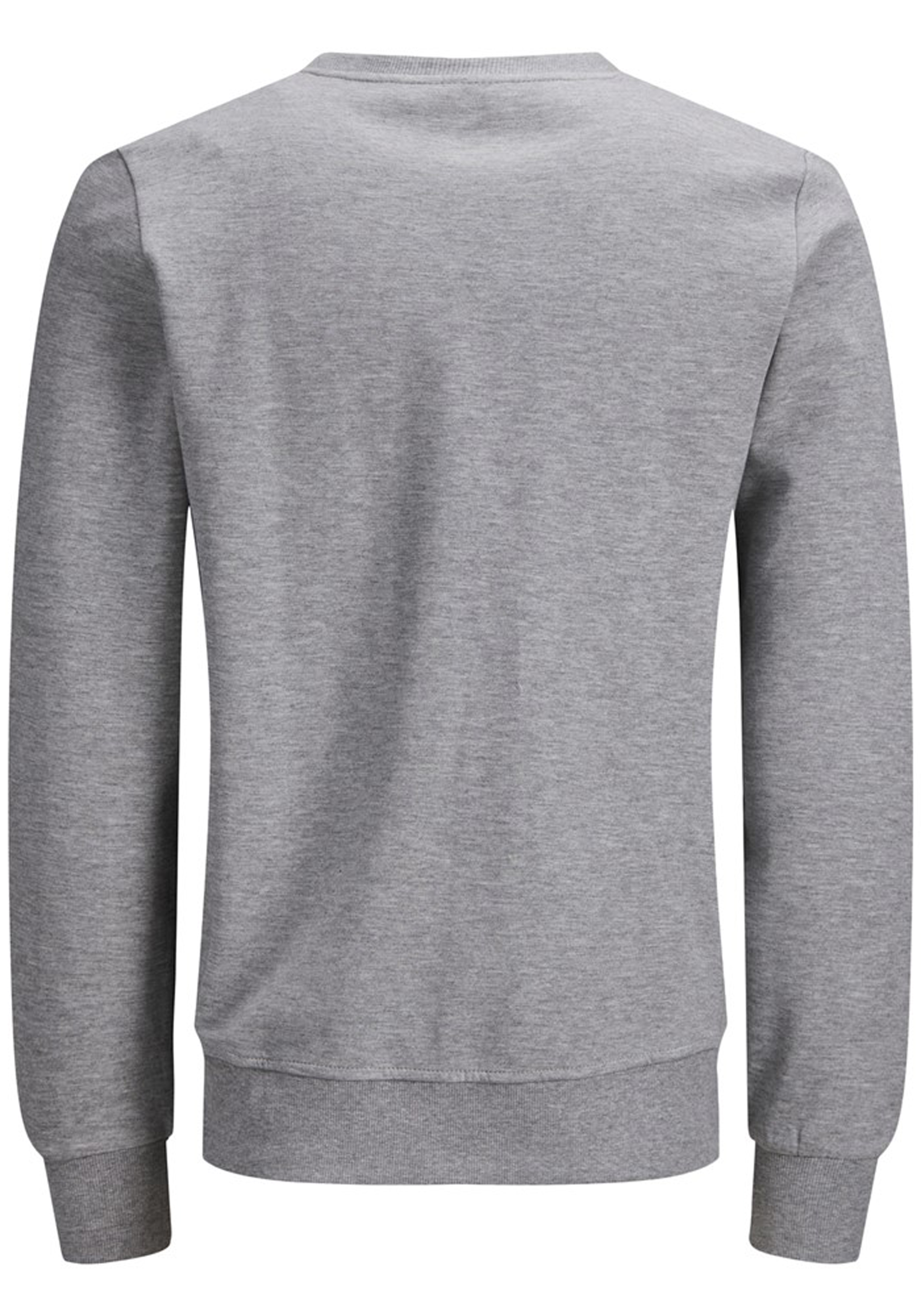 JACK & JONES sweatshirt katoen, O-hals, licht grijs melange