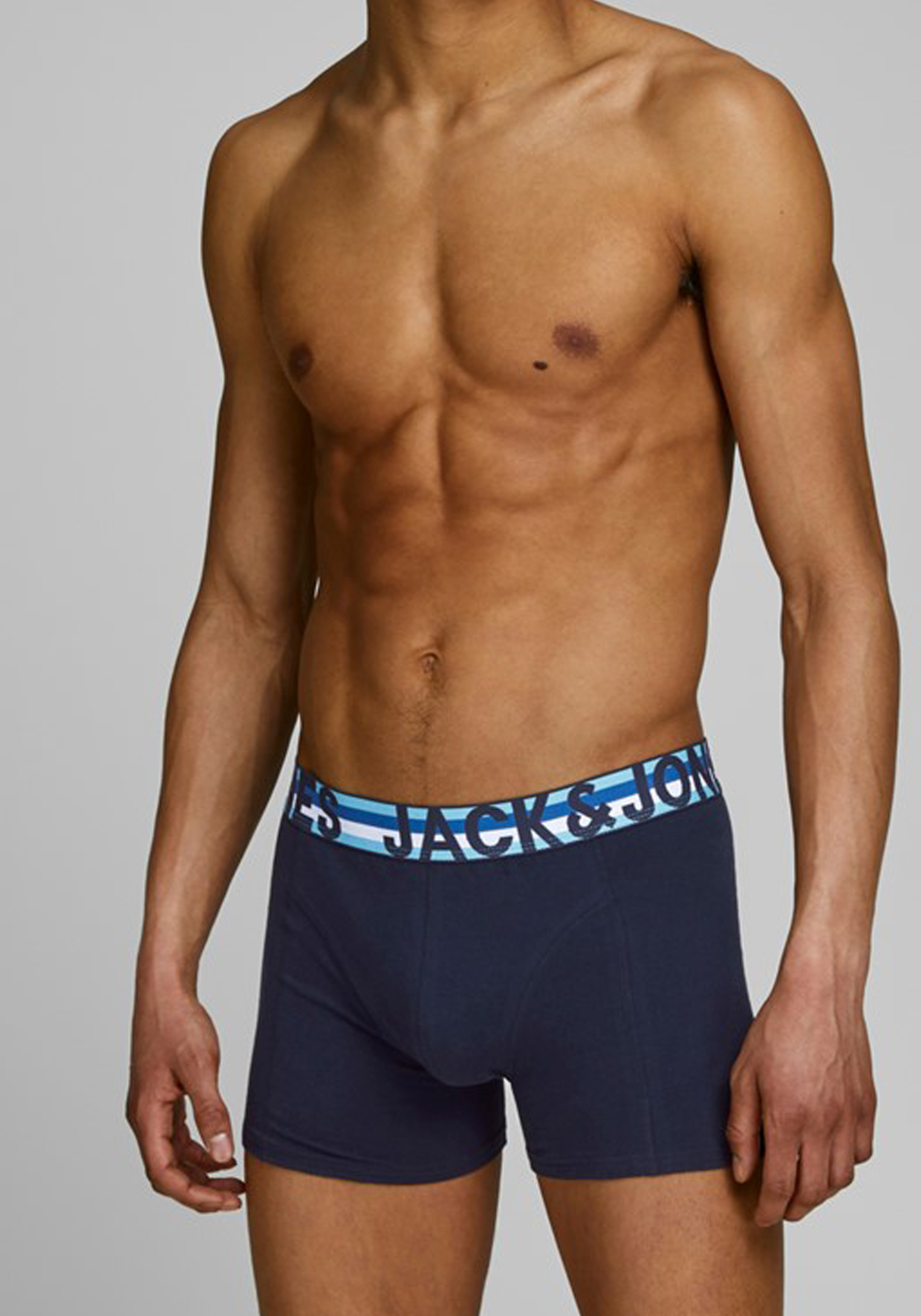 Jack & Jones heren boxers Jachenrik trunks (3-pack), blauw uni en dessin