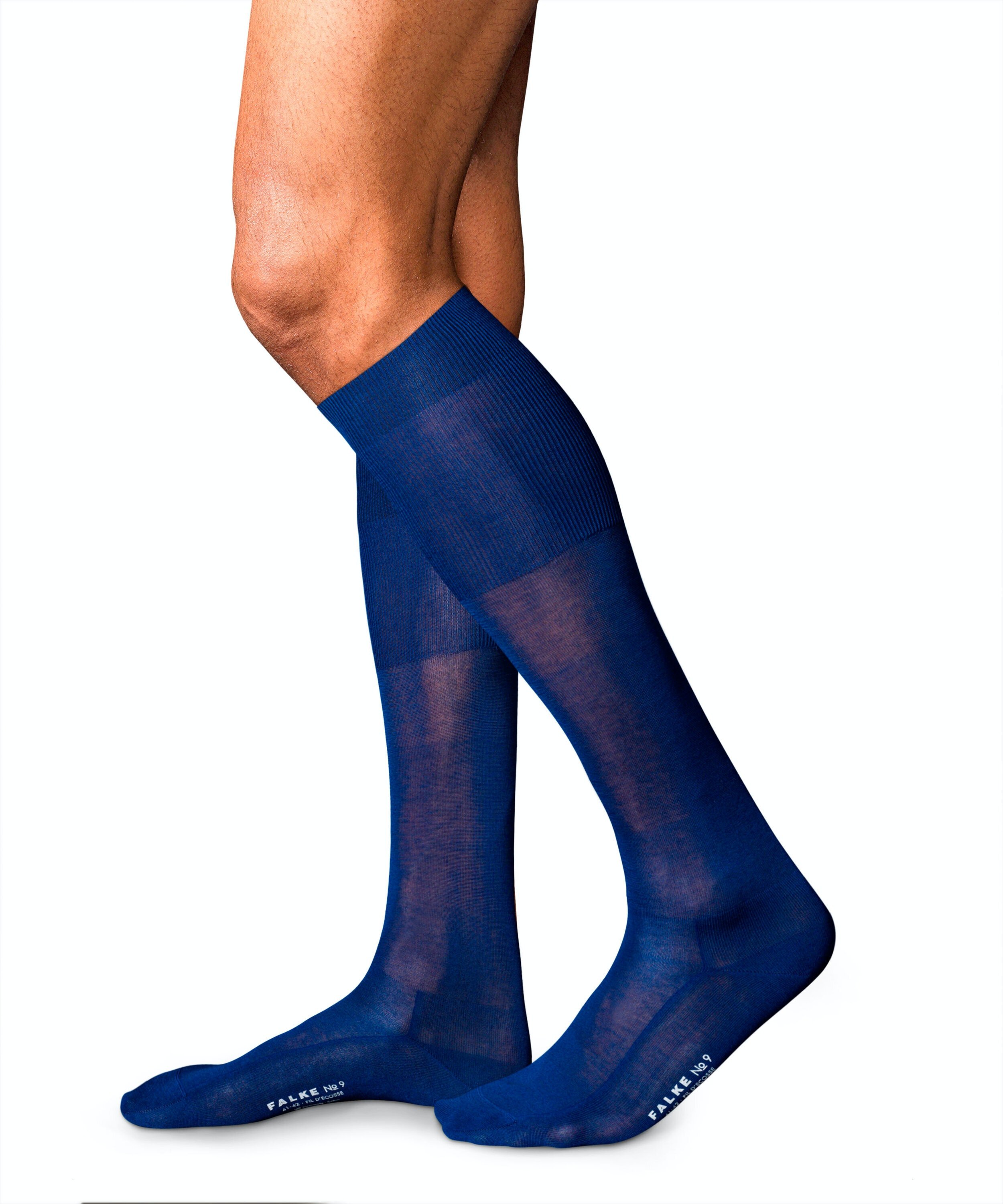 FALKE No. 9 Pure Fil d Ecosse heren kniekousen, blauw (royal blue)