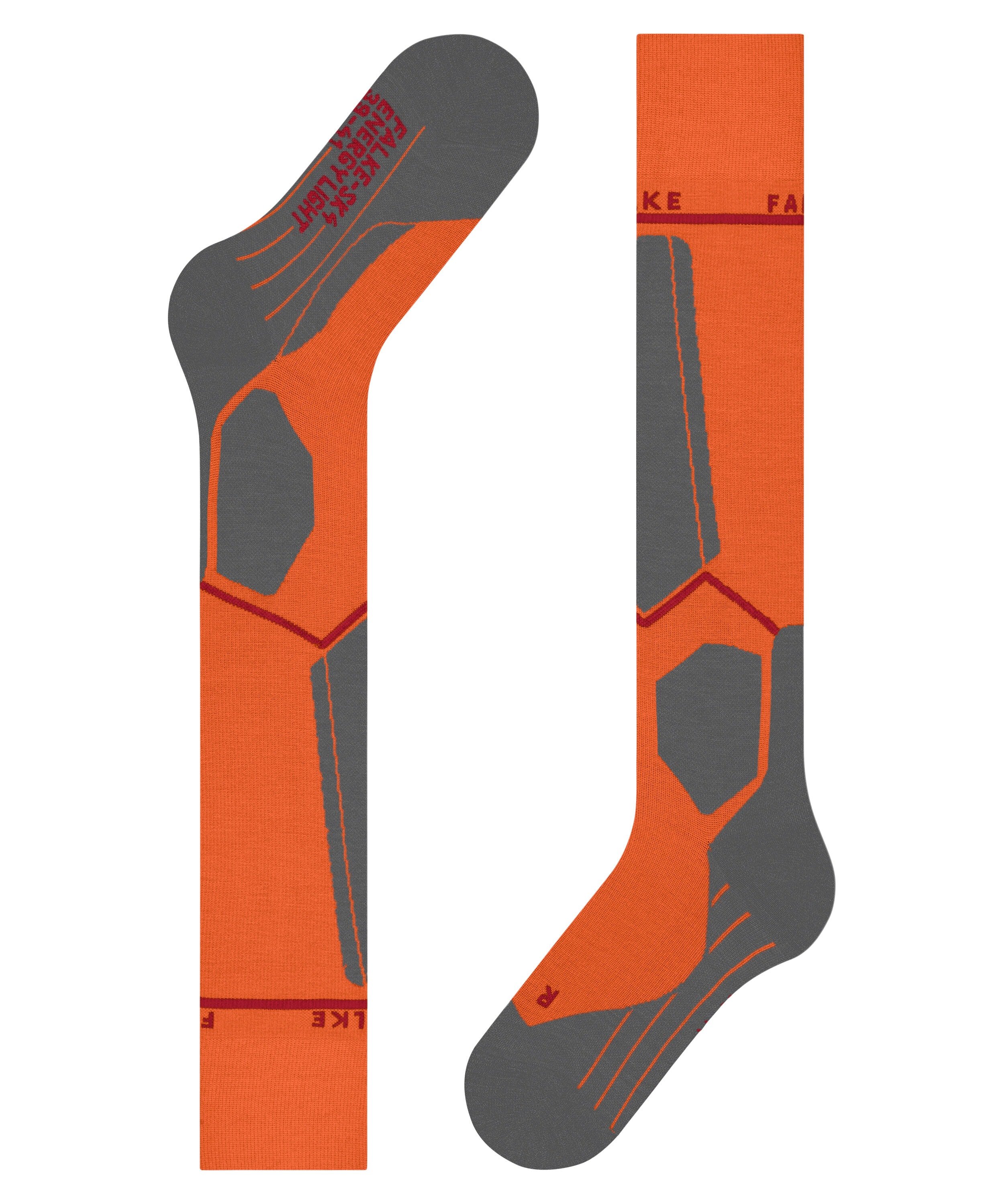 FALKE SK4 Advanced Compression Light heren skiing kniekousen, grijs (flash orange)