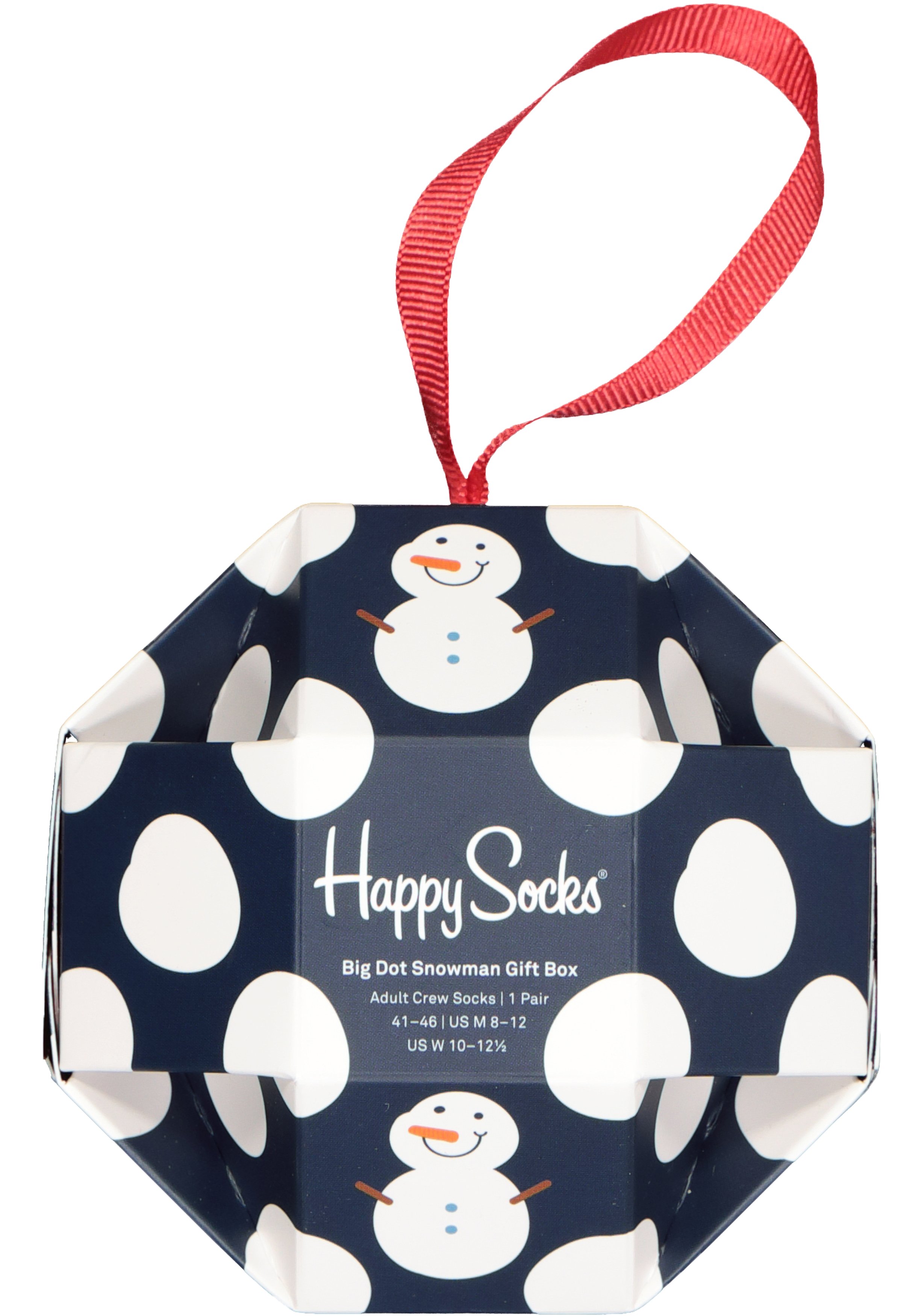 Happy Socks Big Dot Snowman Gift Box (1-pack), sneeuwpoppen in een kerstbal