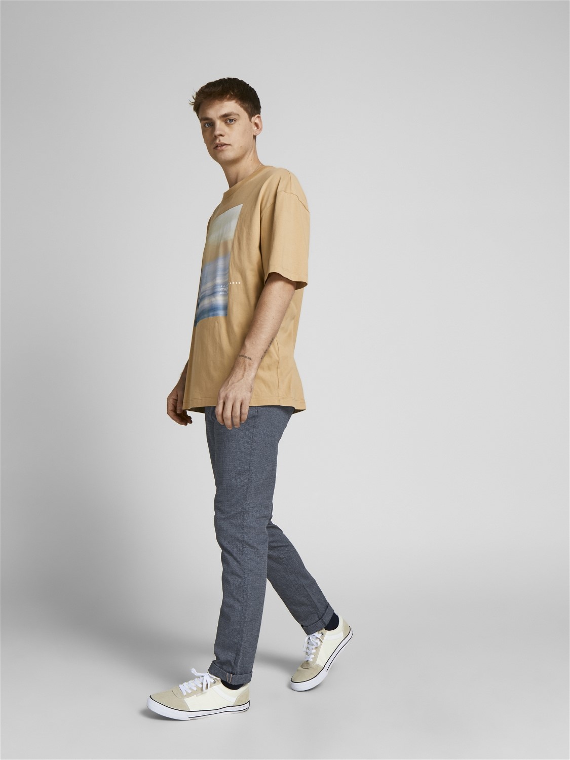 JACK & JONES Marco Fury Faded Denim loose fit, heren chino, licht denim