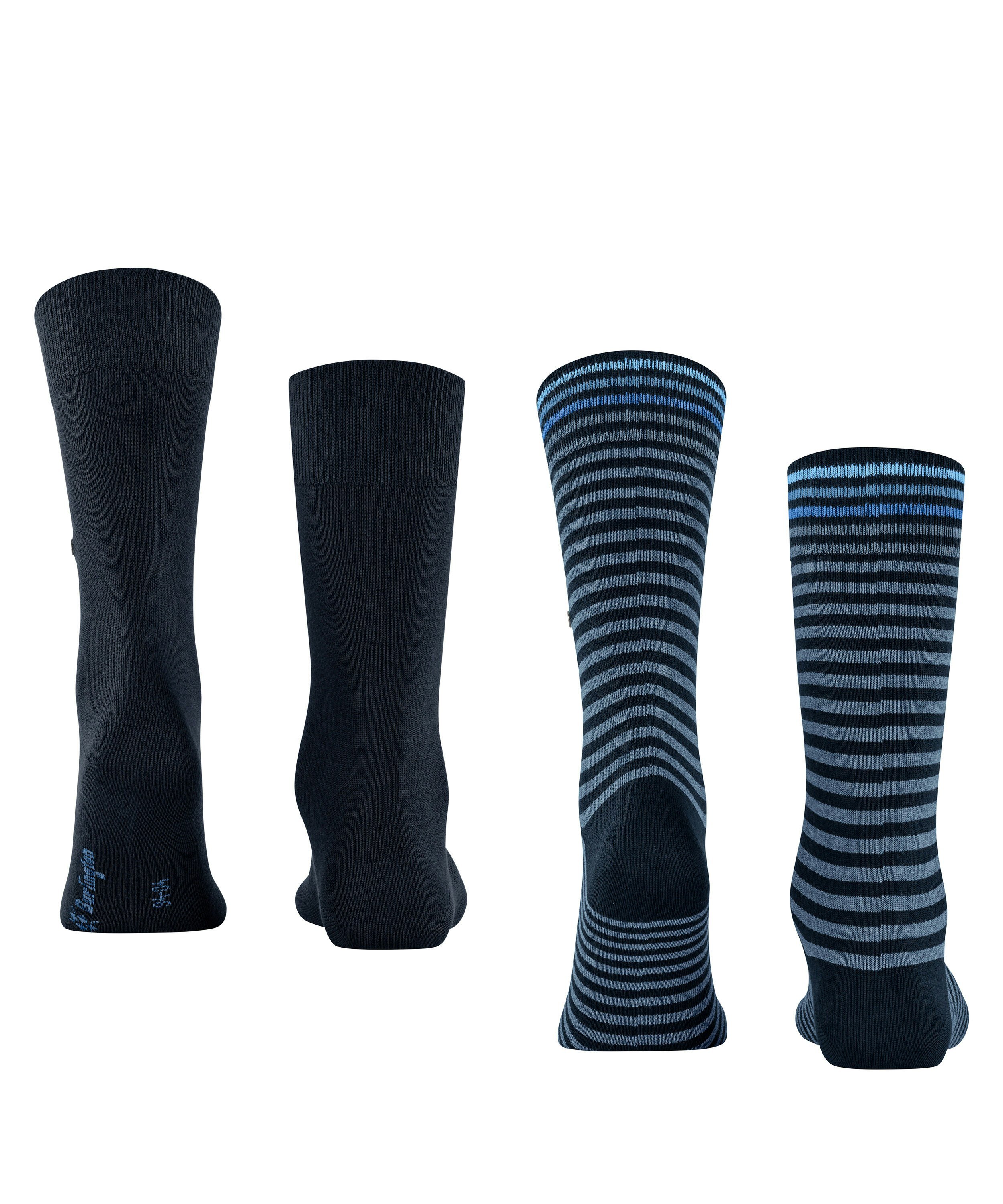 Burlington Everyday Stripe 2-Pack herensokken, blauw (marine)