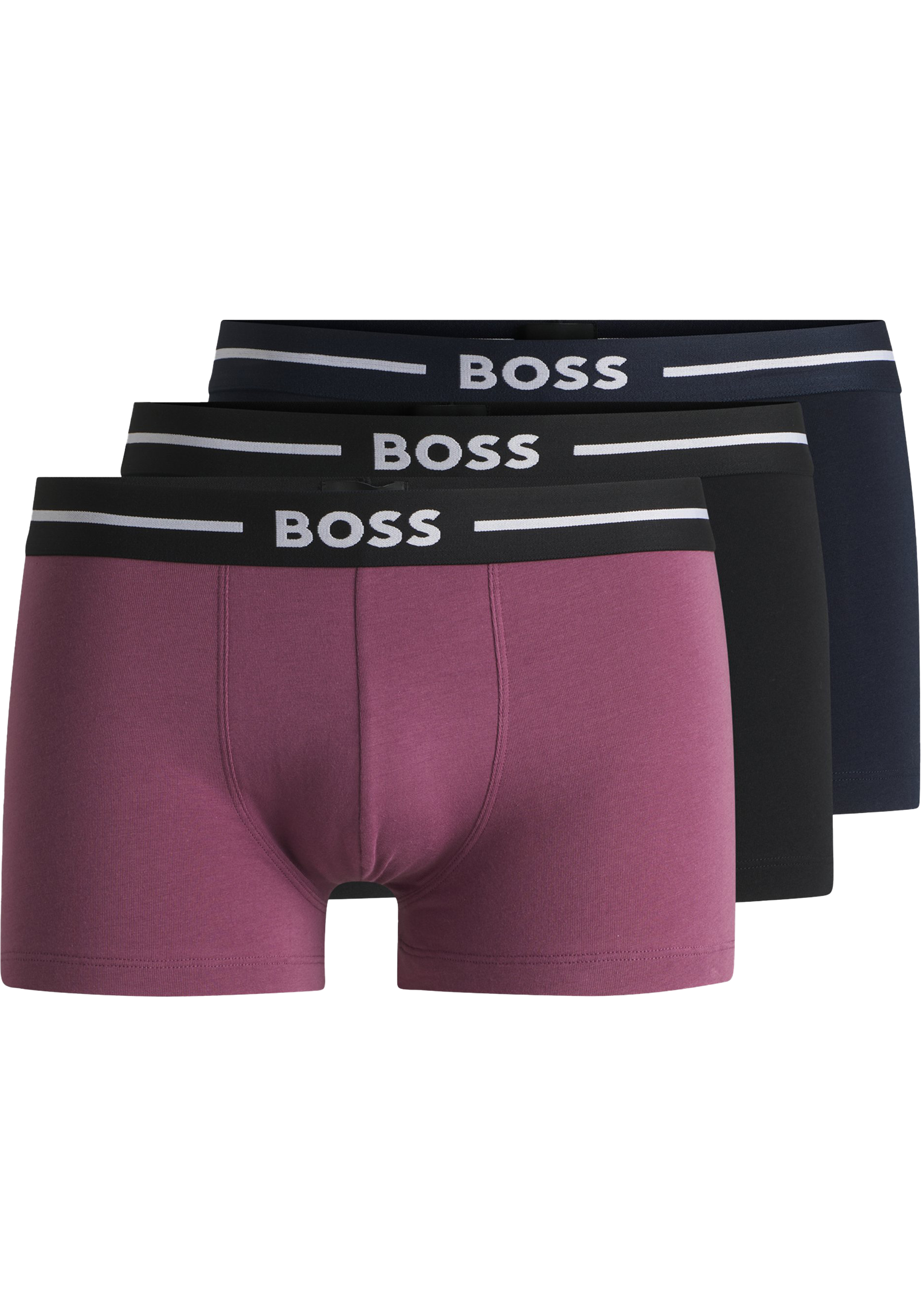 HUGO BOSS Bold trunks (3-pack), heren boxers kort, roze, blauw, zwart