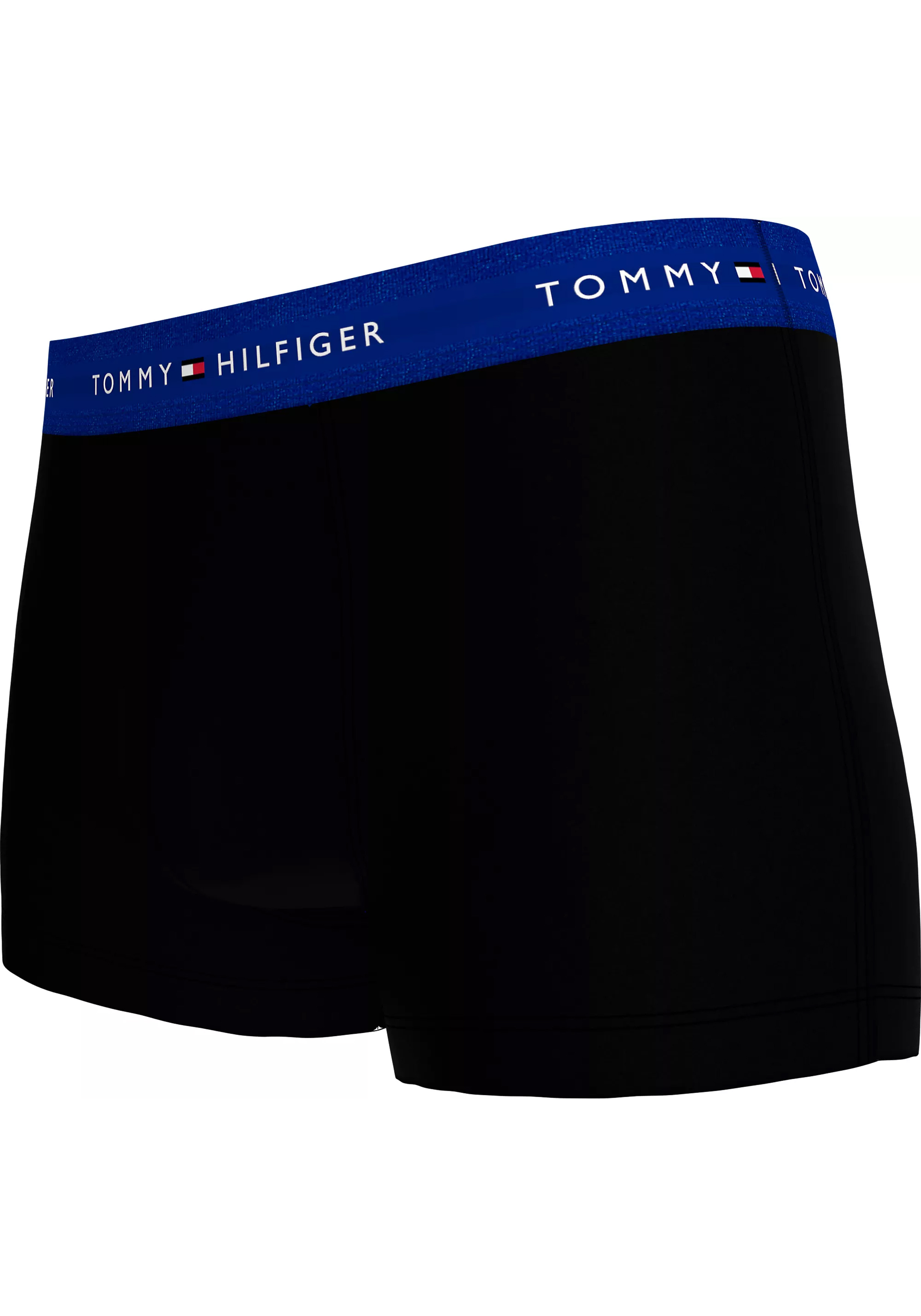 Tommy Hilfiger trunks (3-pack), heren boxers normale lengte, zwart met gekleurde tailleband