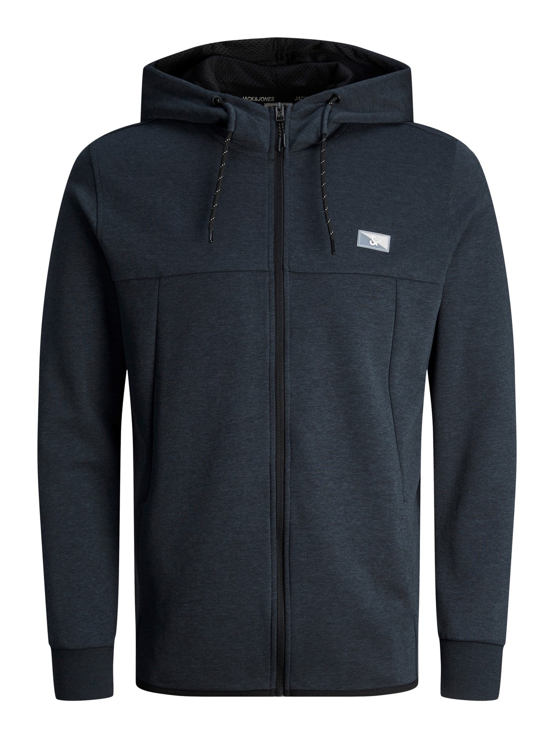 JACK & JONES Air sweat zip hood regular fit, heren sweatvest katoenmengsel met capuchon, blauw blauw melange