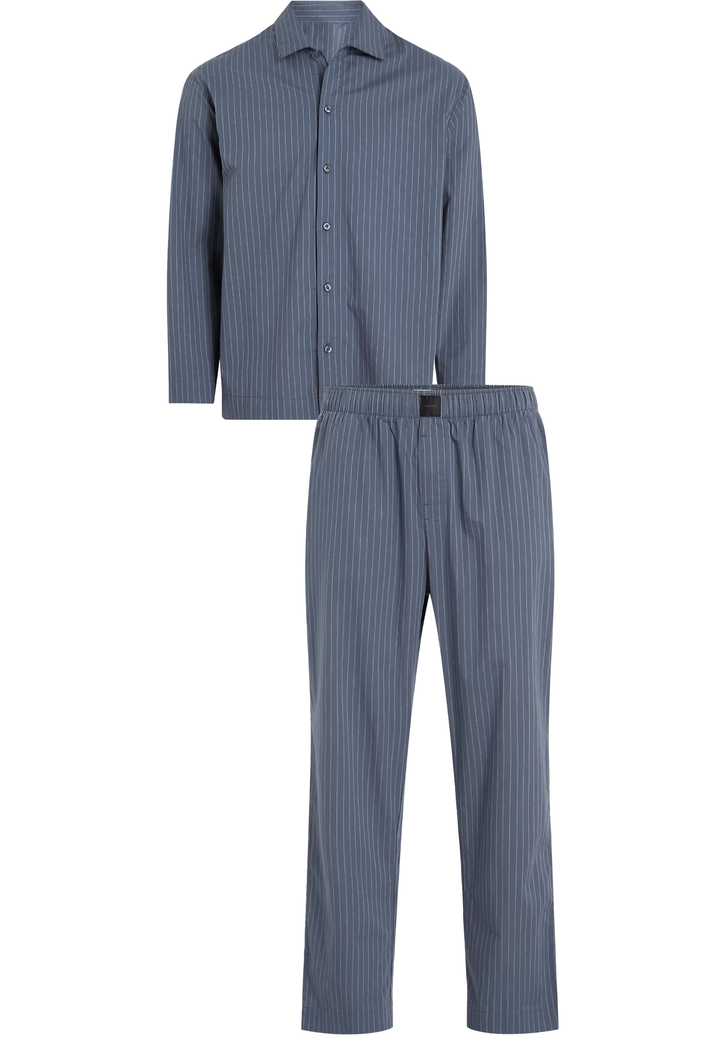 Calvin Klein heren pyjama met knoopjes, middenblauw gestreept