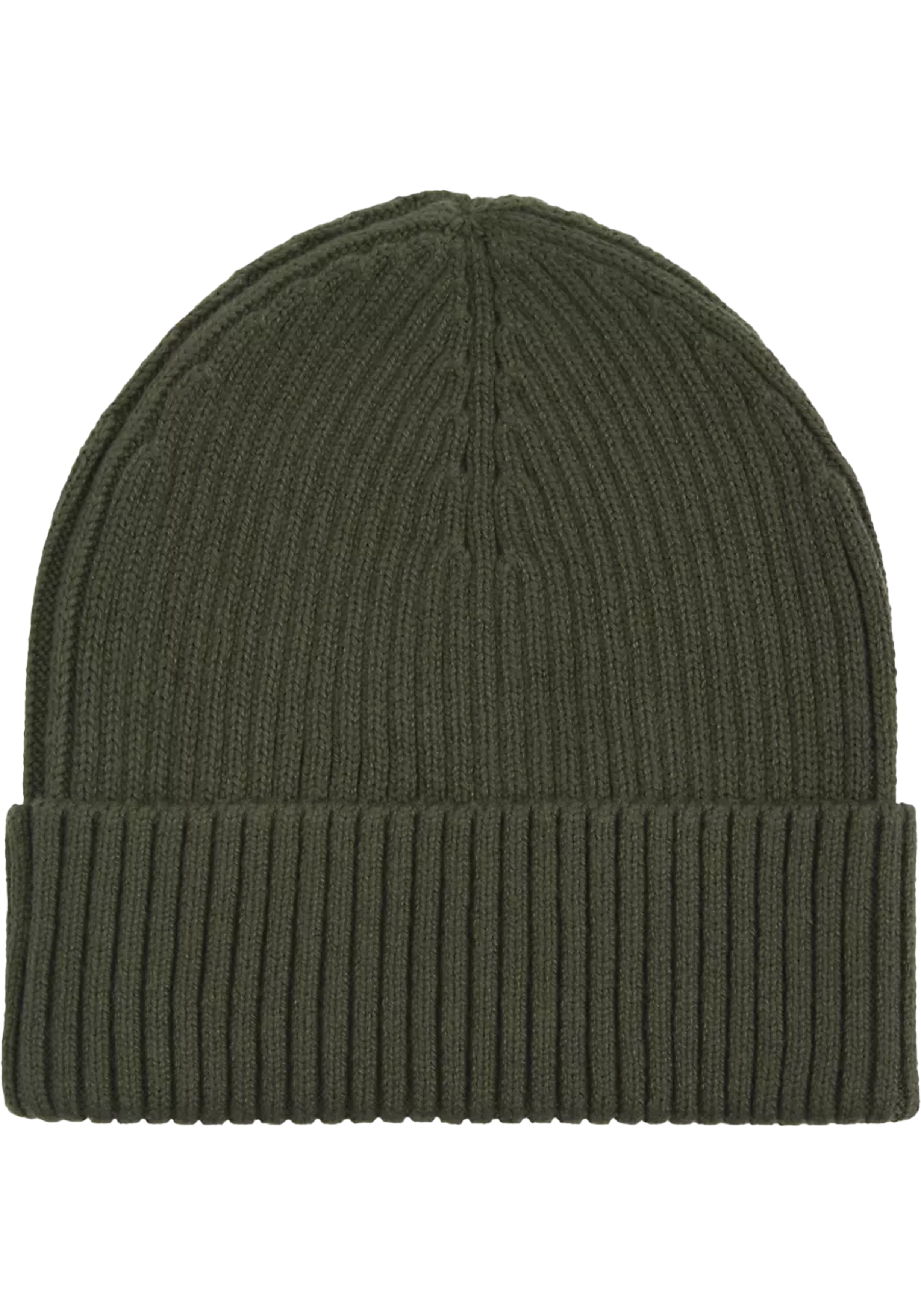 Calvin Klein muts, classic cotton rib beanie, donker olijfgroen