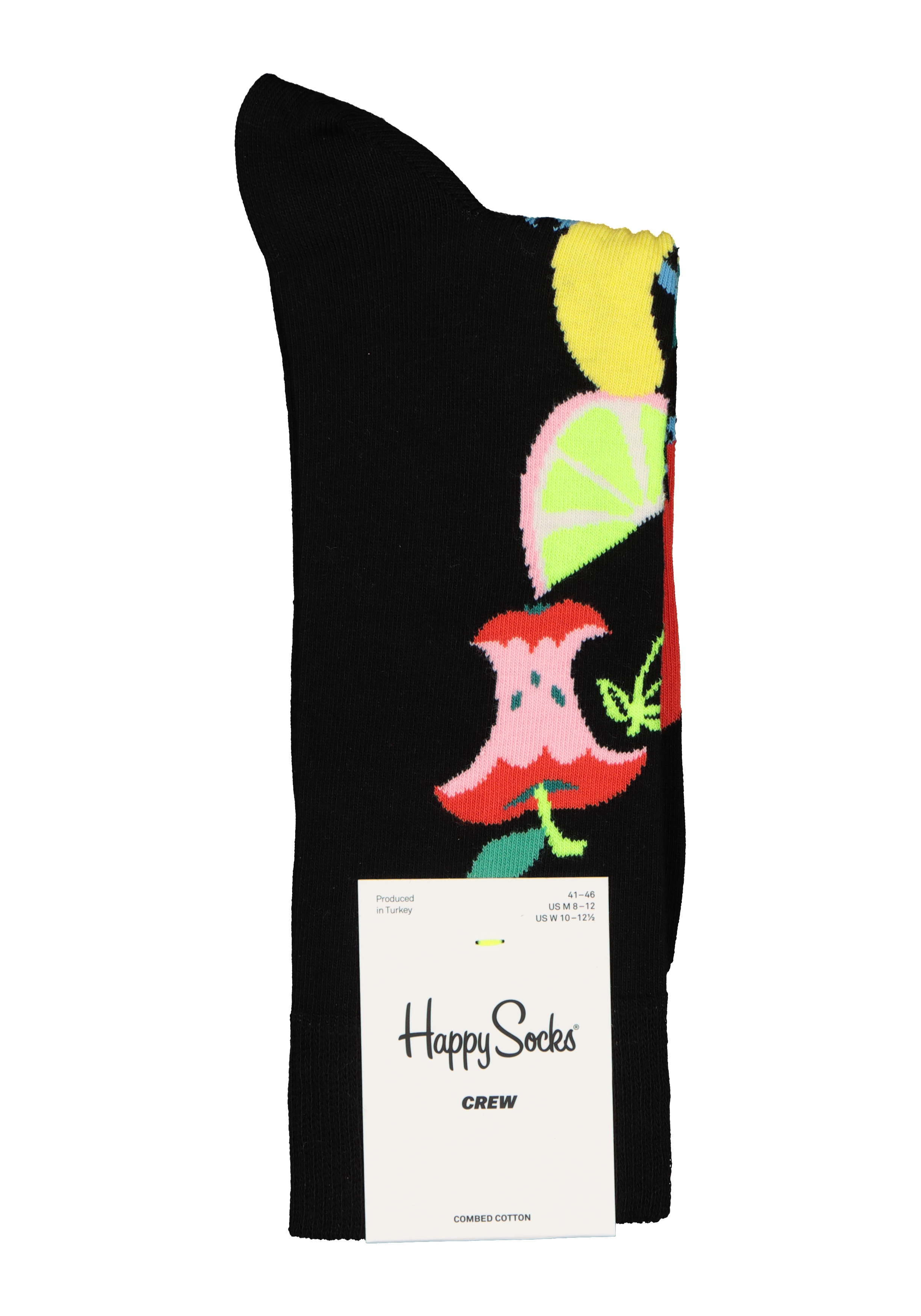 Happy Socks Fruit Stack Sock, unisex sokken, zwart met fruit