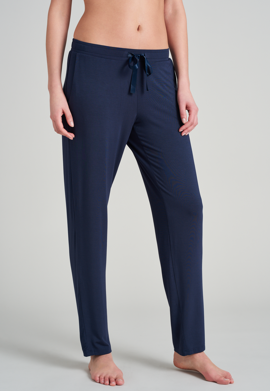 SCHIESSER Mix + Relax loungebroek lang, dames broek lang / extra lang modal blauw