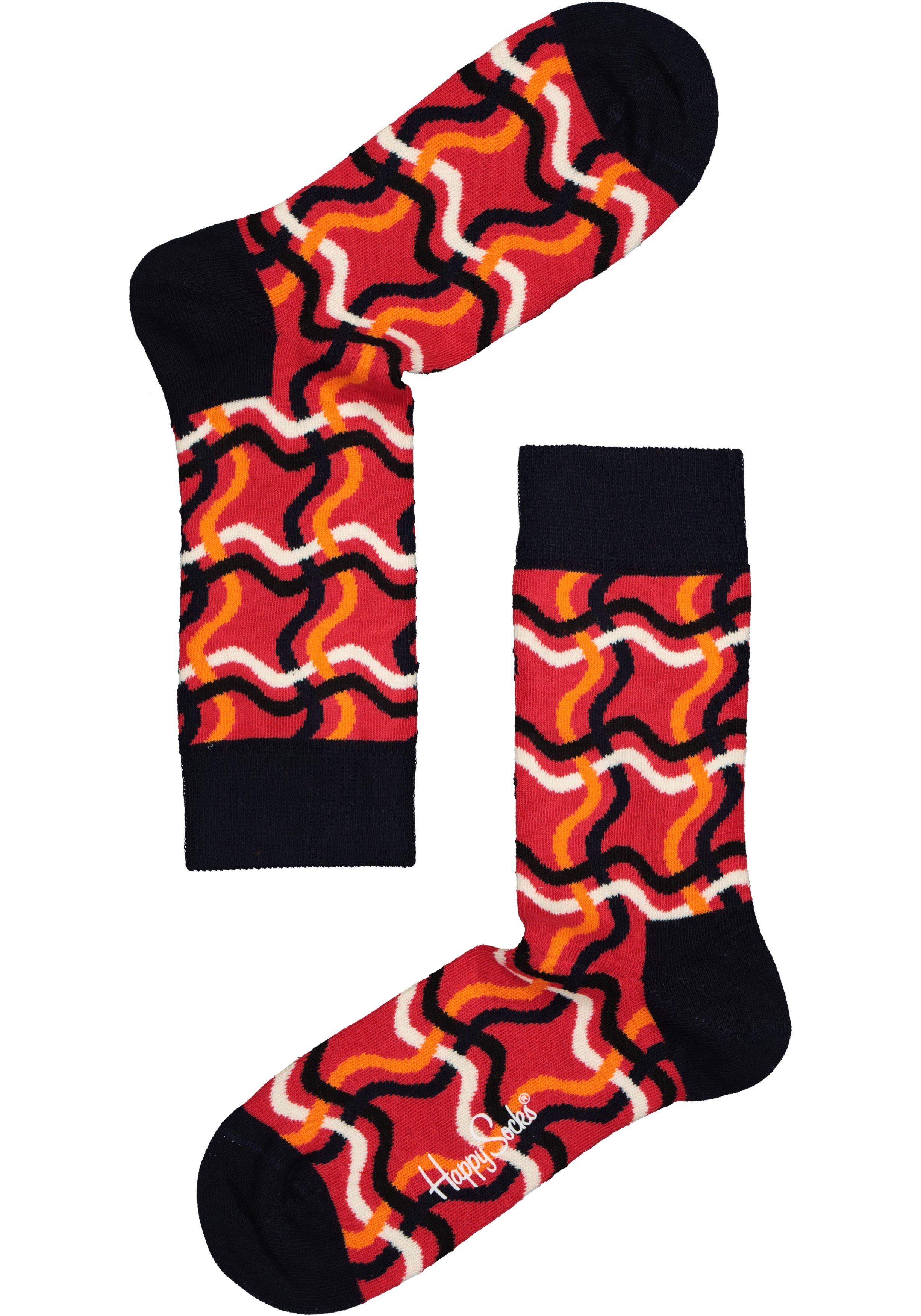 Happy Socks Squiglly Sock, rood met blauw