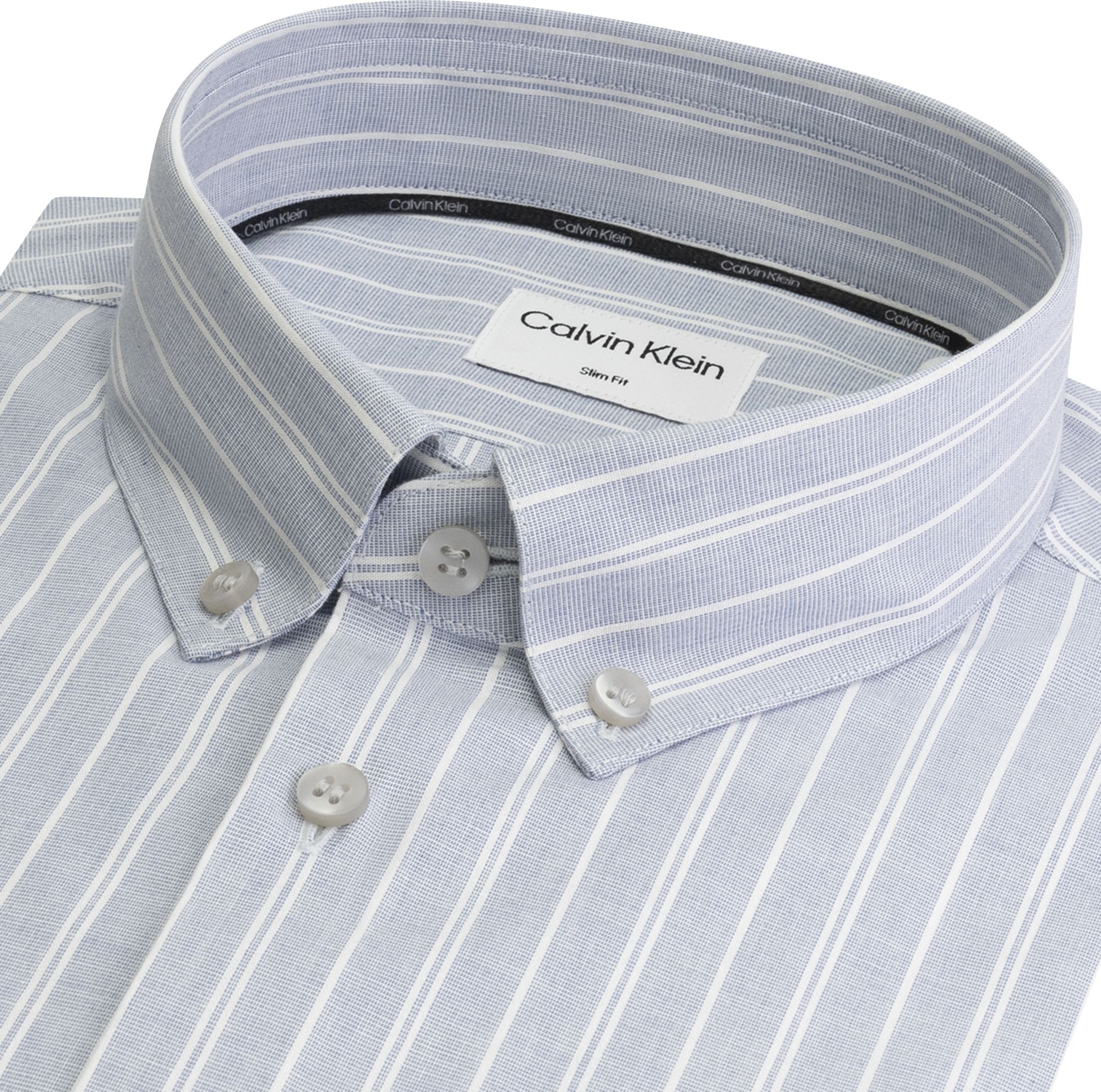 Calvin Klein slim fit overhemd, Chambray Stripe Slim Shirt, lichtblauw gestreept