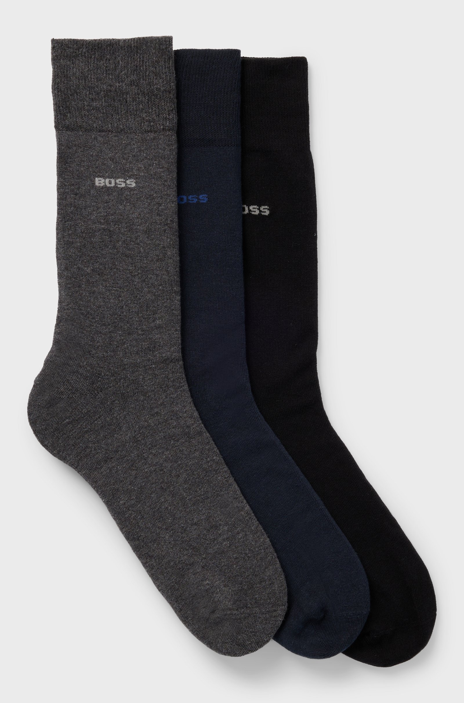 BOSS cadeauset herensokken (3-pack), zwart, grijs, blauw