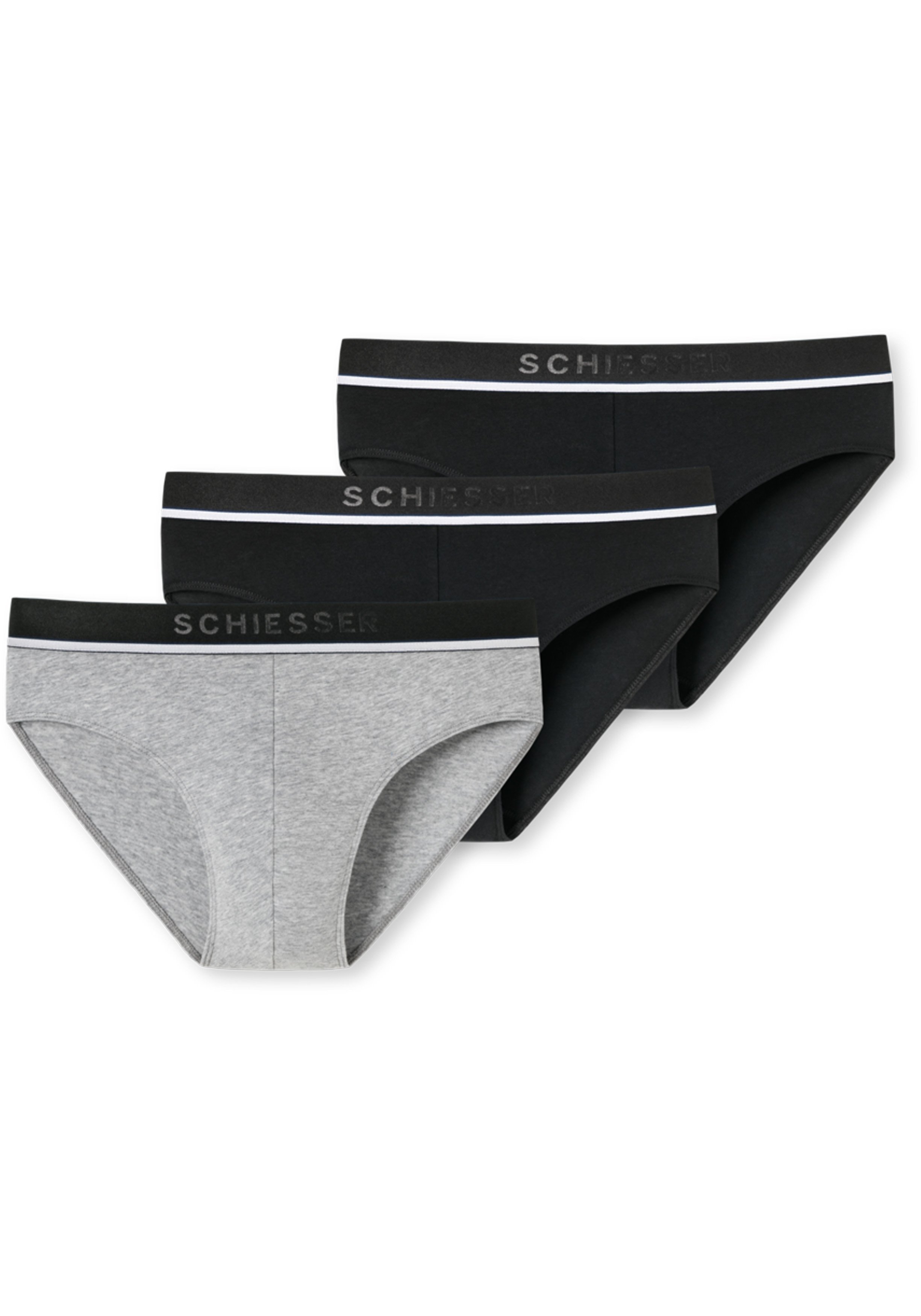 SCHIESSER 95/5 rioslips (3-pack), zwart, zwart en grijs