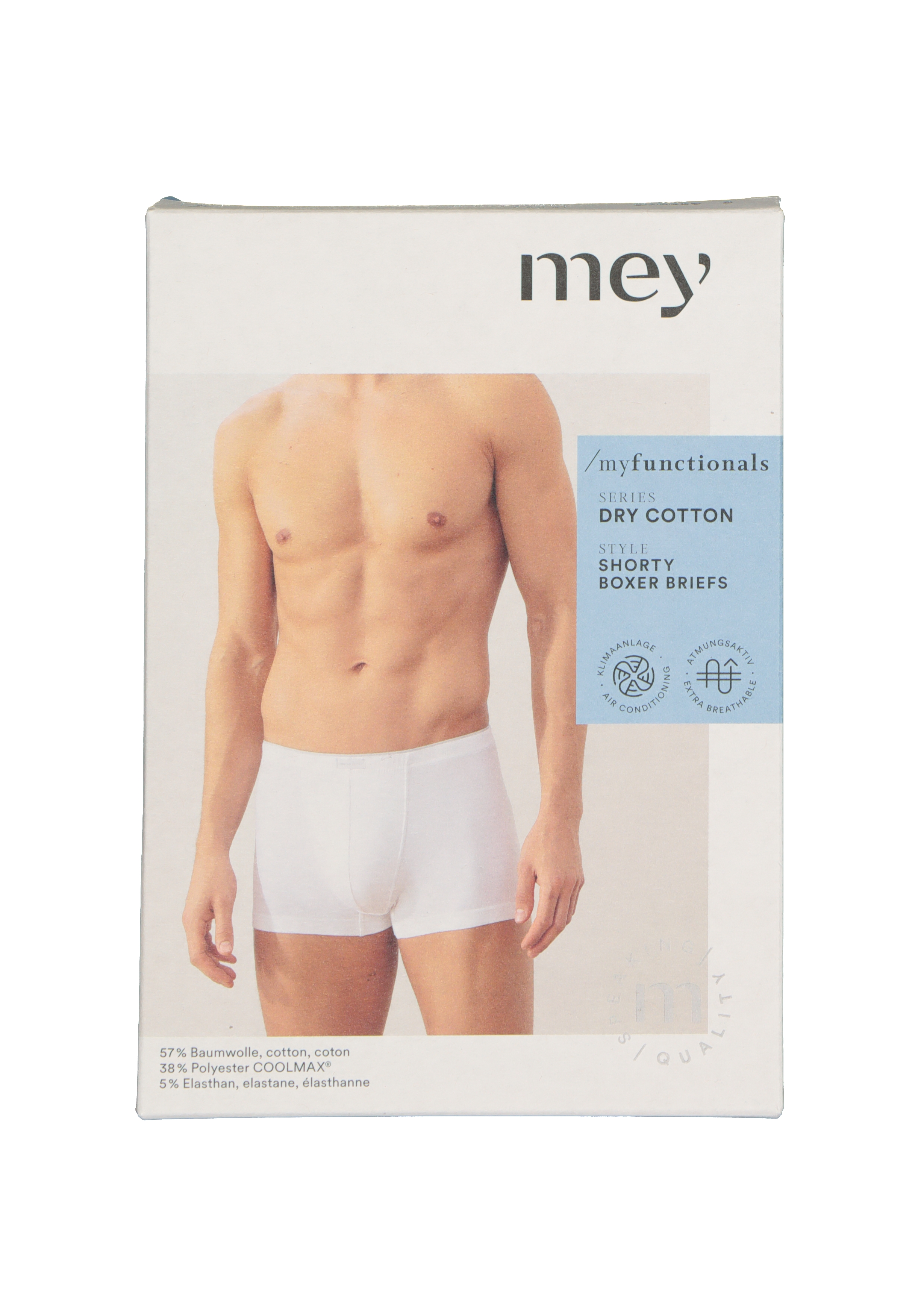 Mey Dry Cotton shorty (1-pack), heren boxer kort, wit