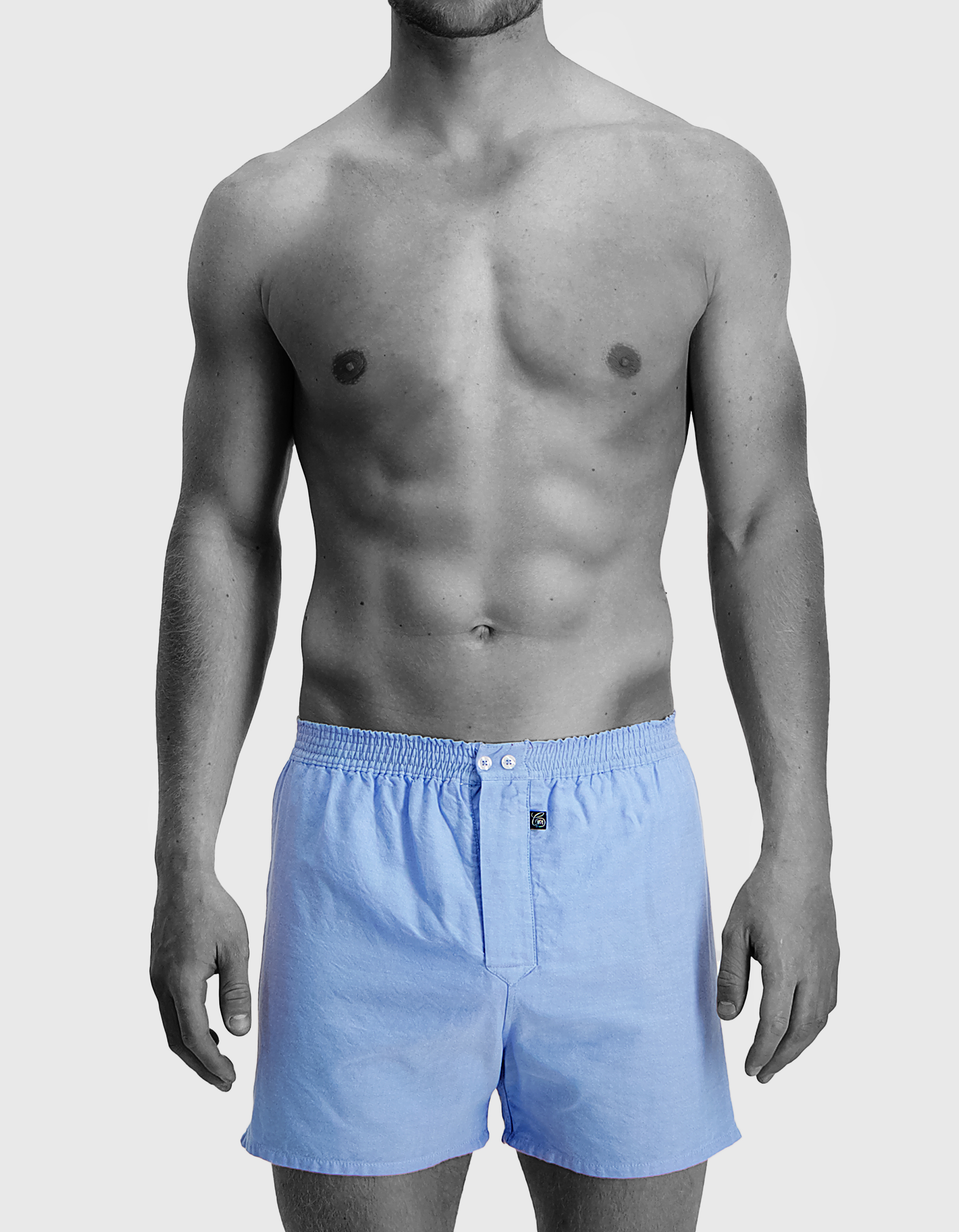 Claesen's Cls No.1 normale lengte boxer met gulp (2-pack), heren woven hybride boxer, licht blauw, blauw