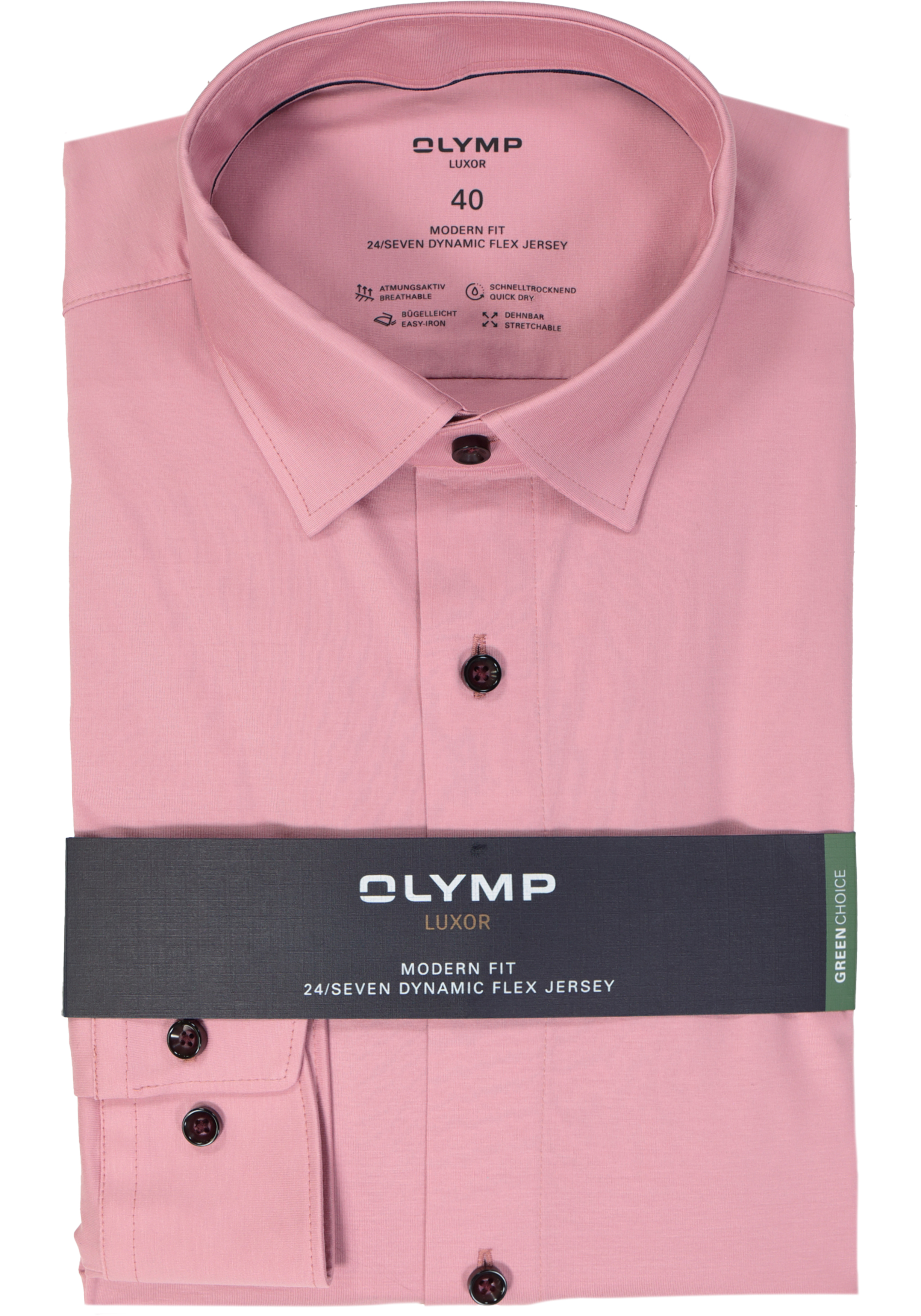 OLYMP 24/7 modern fit overhemd, tricot, mauve paars