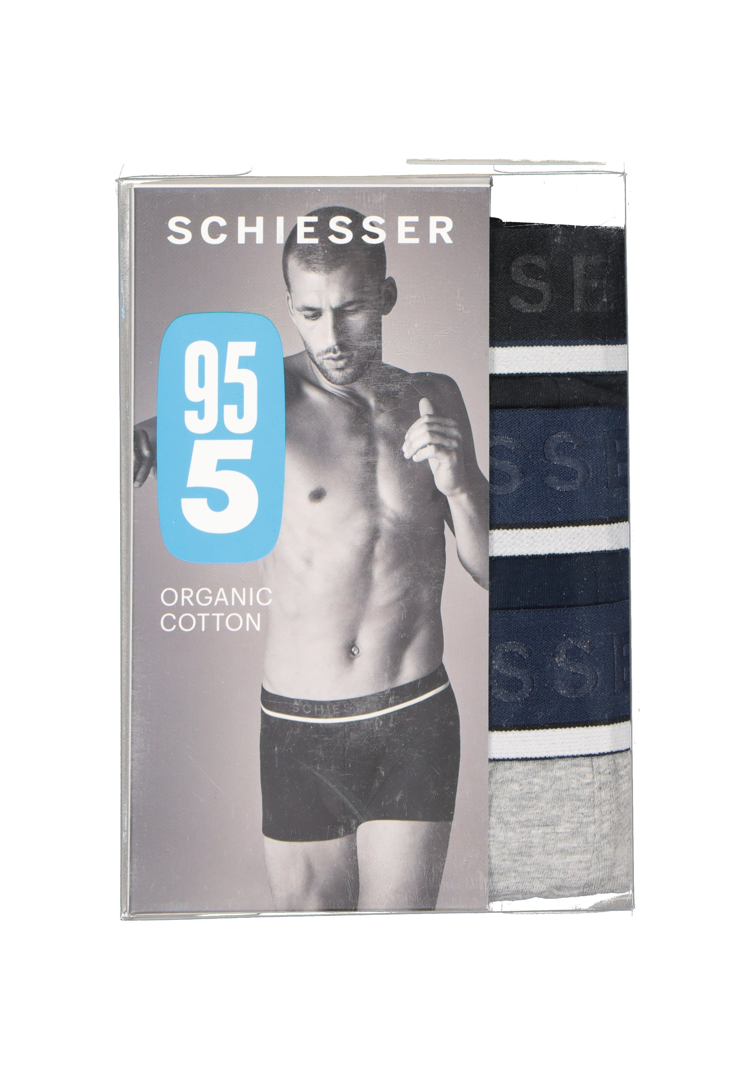 SCHIESSER 95/5 shorts (3-pack), zwart, blauw en grijs