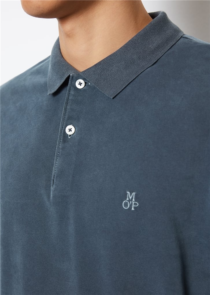 Marc O'Polo regular fit polo, heren poloshirt lange mouw, donkerblauw