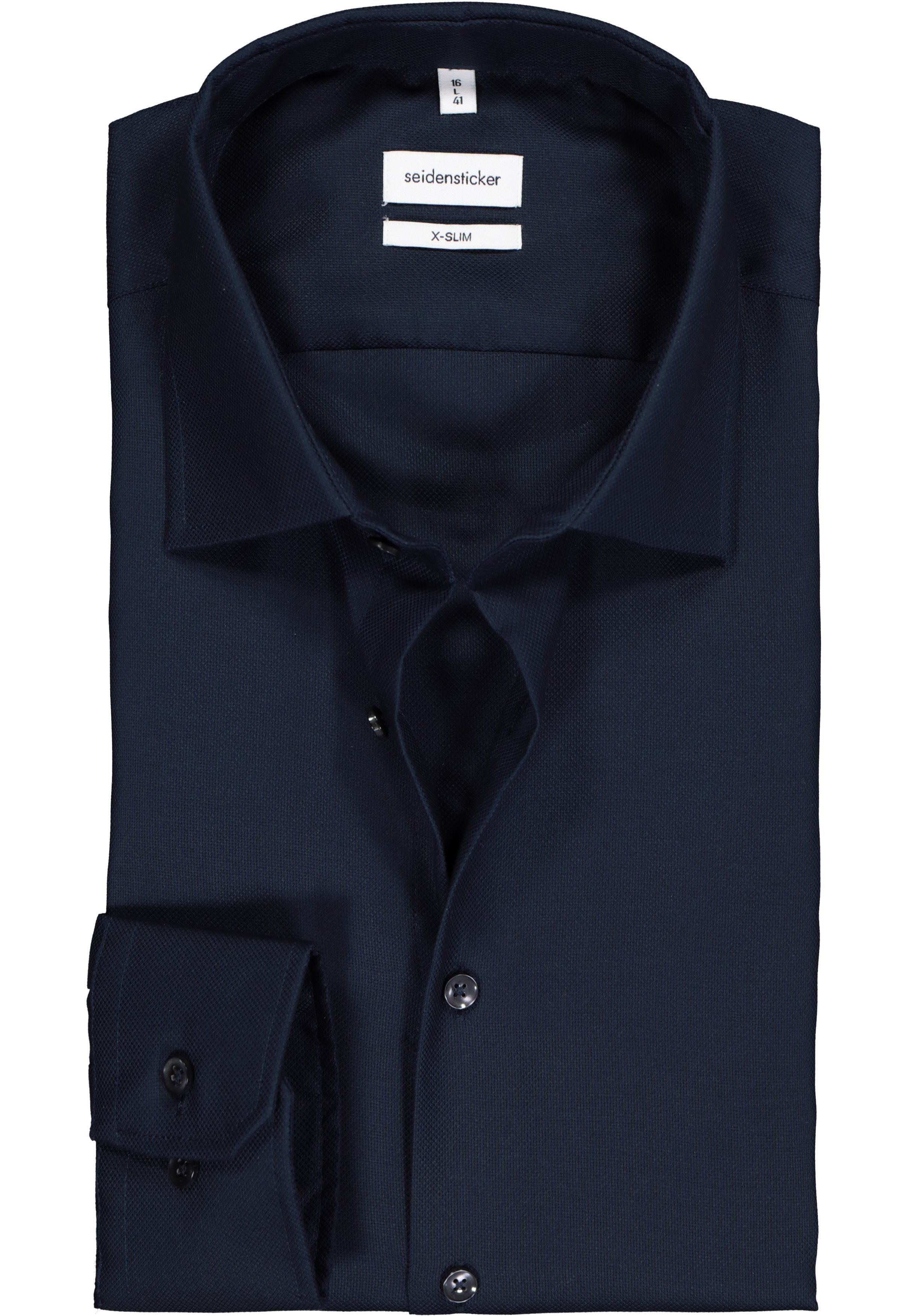 Seidensticker x-slim fit overhemd, donkerblauw structuur