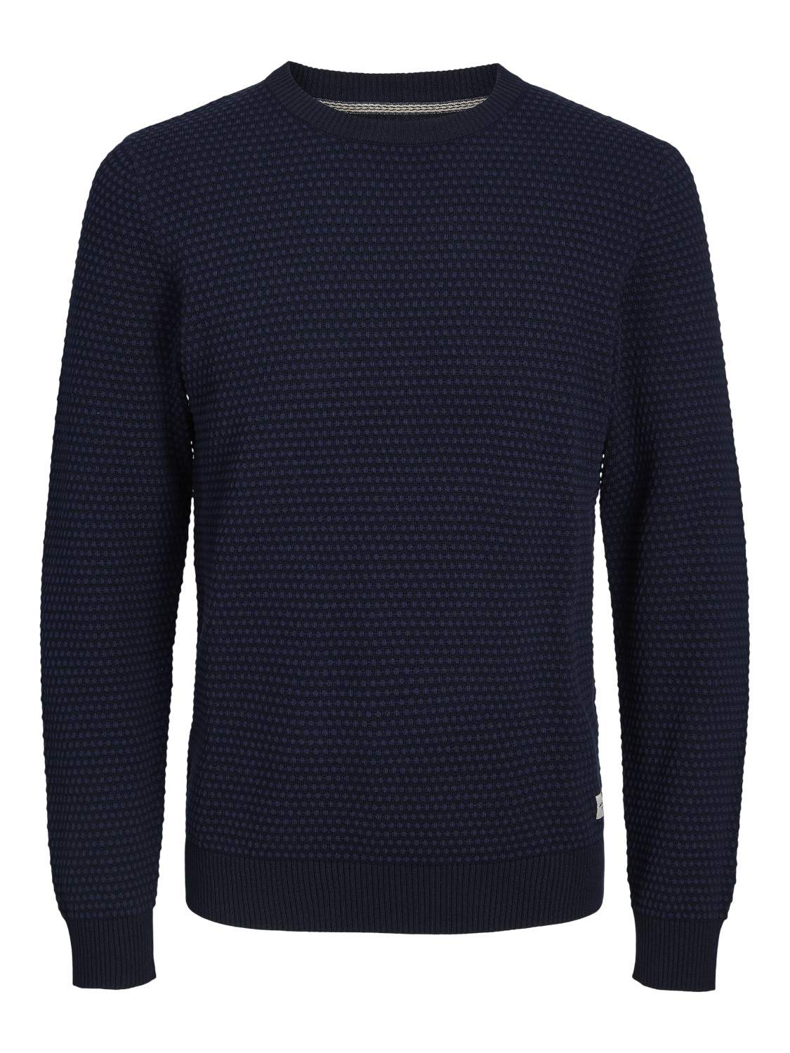 JACK & JONES Atlas knit crew neck slim fit, heren pullover katoen met O-hals, jeansblauw