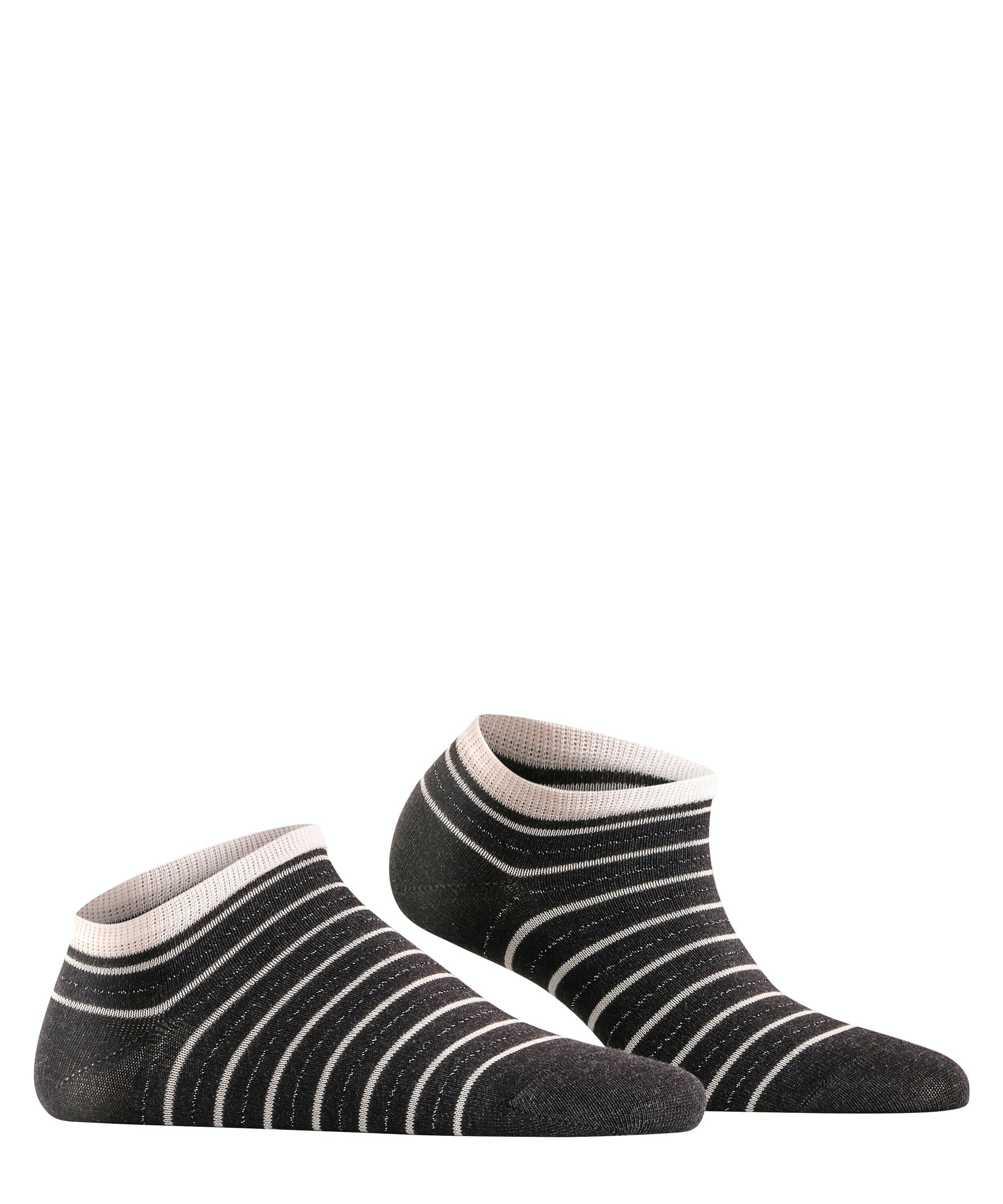 FALKE Stripe Shimmer dames sneakersokken, antraciet grijs (anthra.mel)