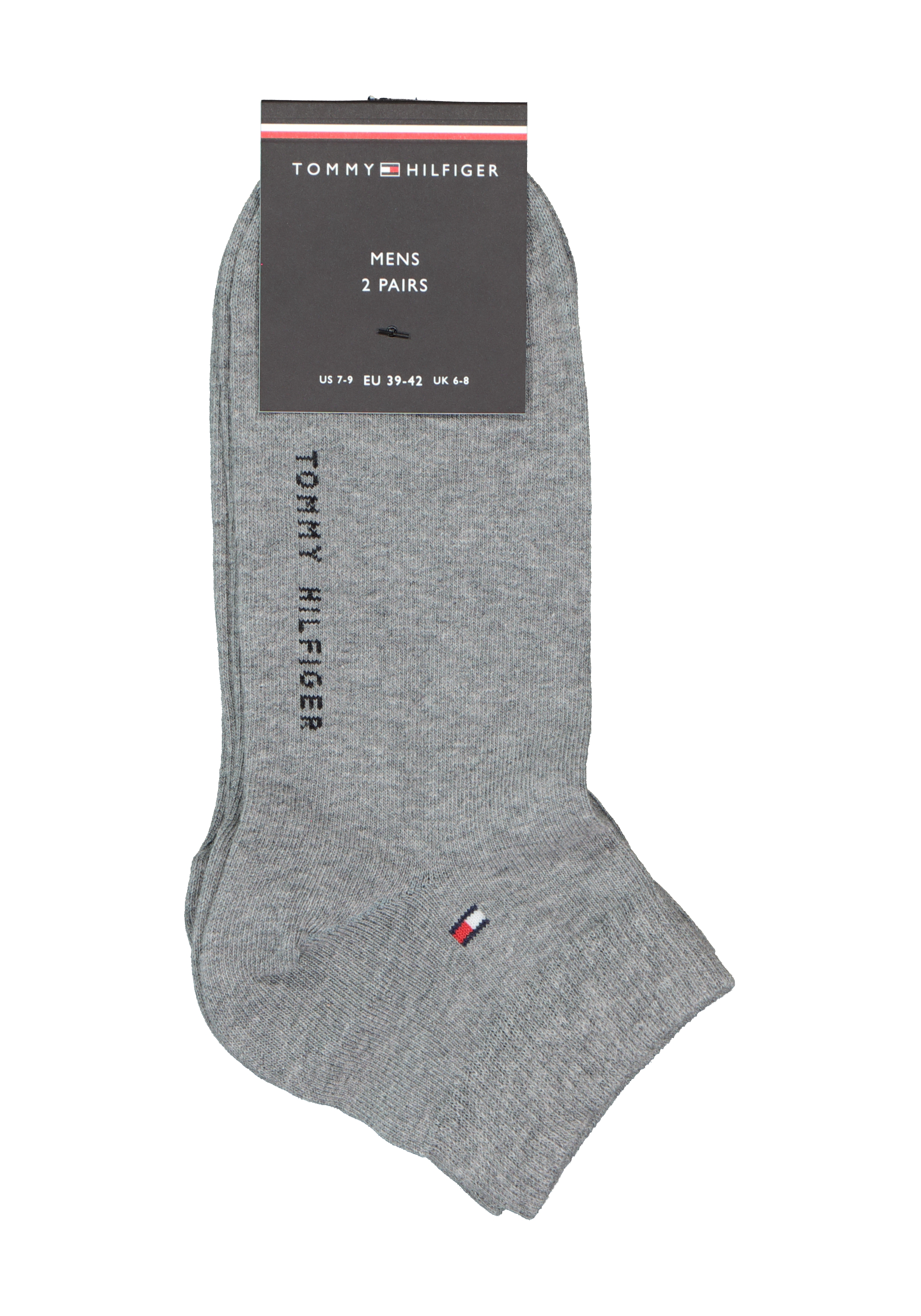 Tommy Hilfiger Quarter Socks (2-pack), herensokken katoen kort, grijs