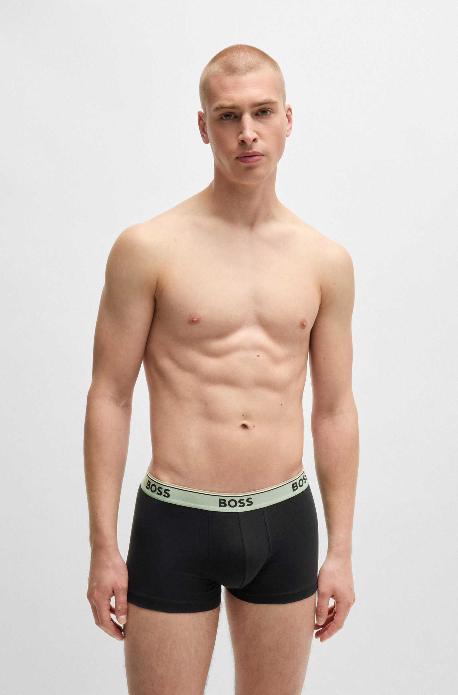 HUGO BOSS Power trunks (3-pack), heren boxers kort, zwart met gekleurde tailleband