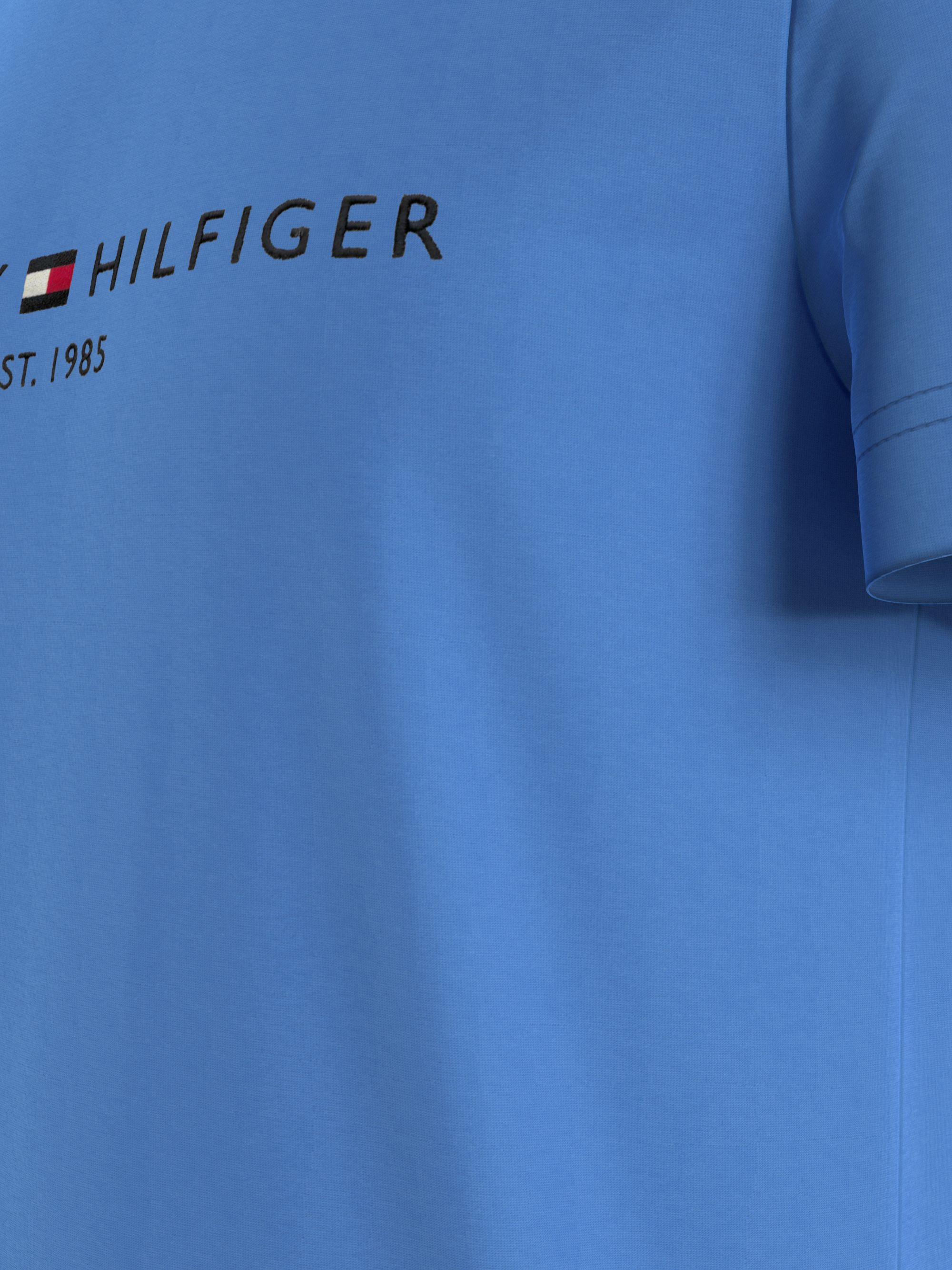 Tommy Hilfiger Tommy Logo Tee, heren T-shirt korte mouw O-hals, middenblauw