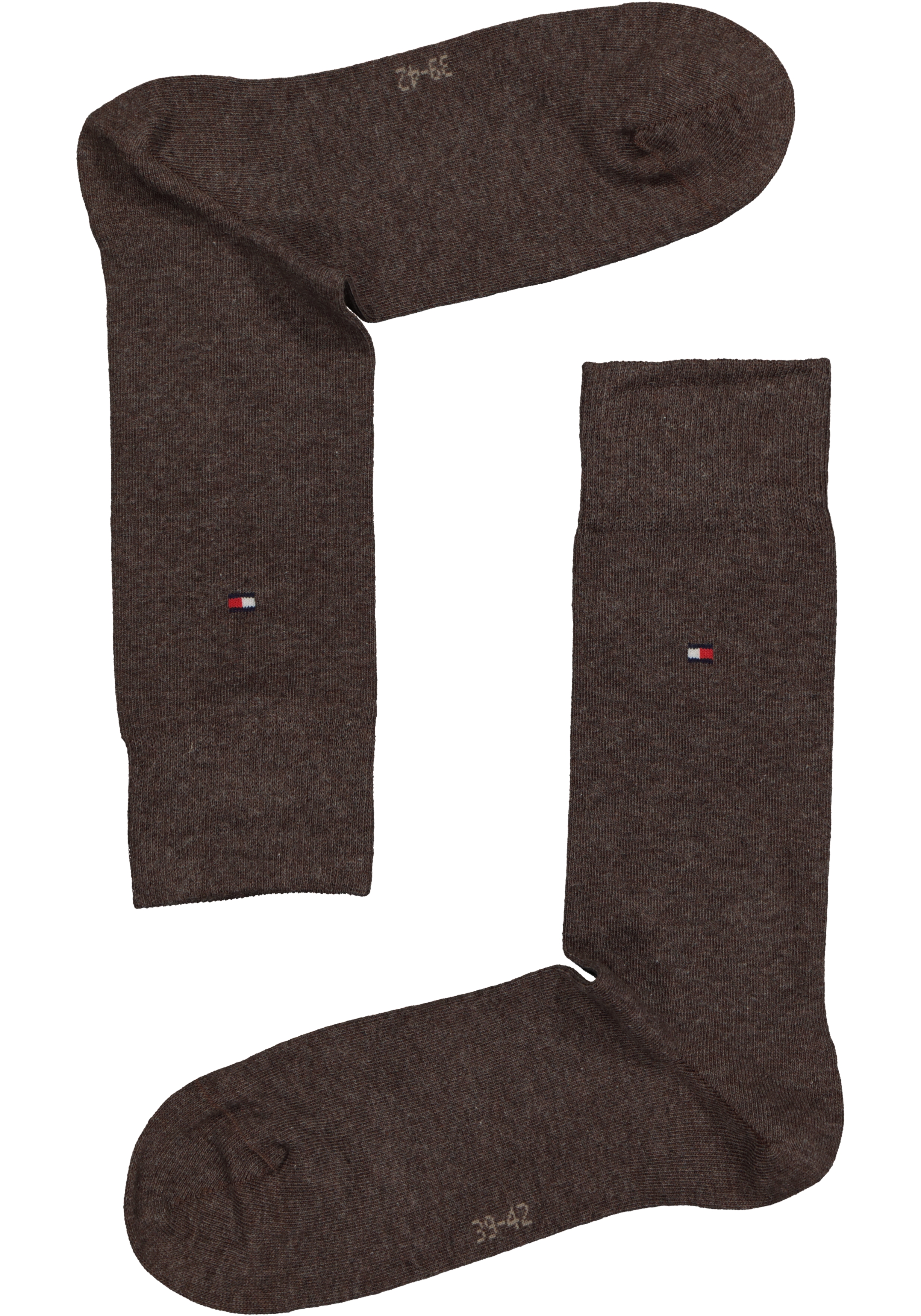 Tommy Hilfiger Rugby Stripe Socks (2-pack), herensokken katoen gestreept en uni, bruin