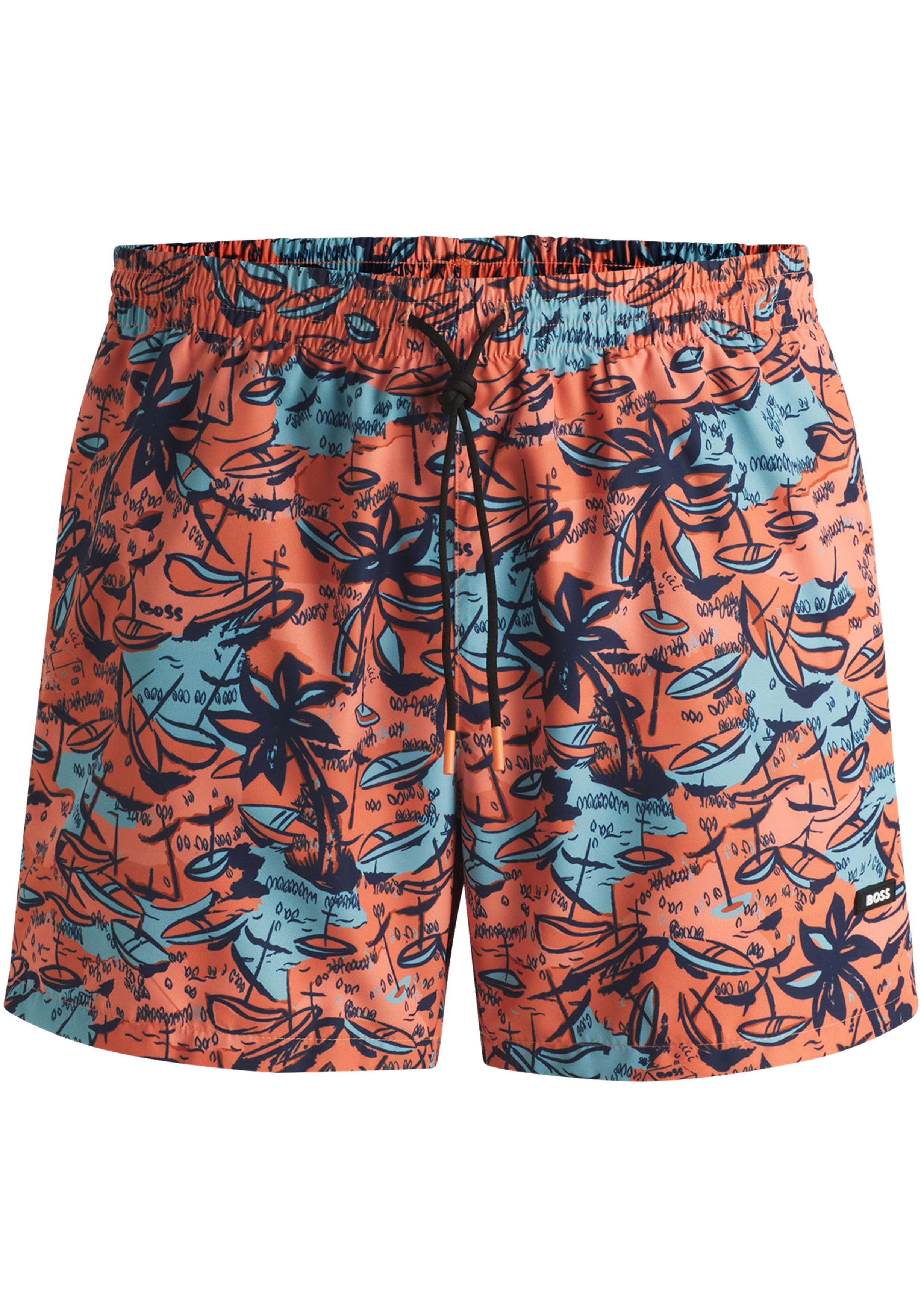 HUGO BOSS Willow swim shorts, heren zwembroek, fel oranje dessin