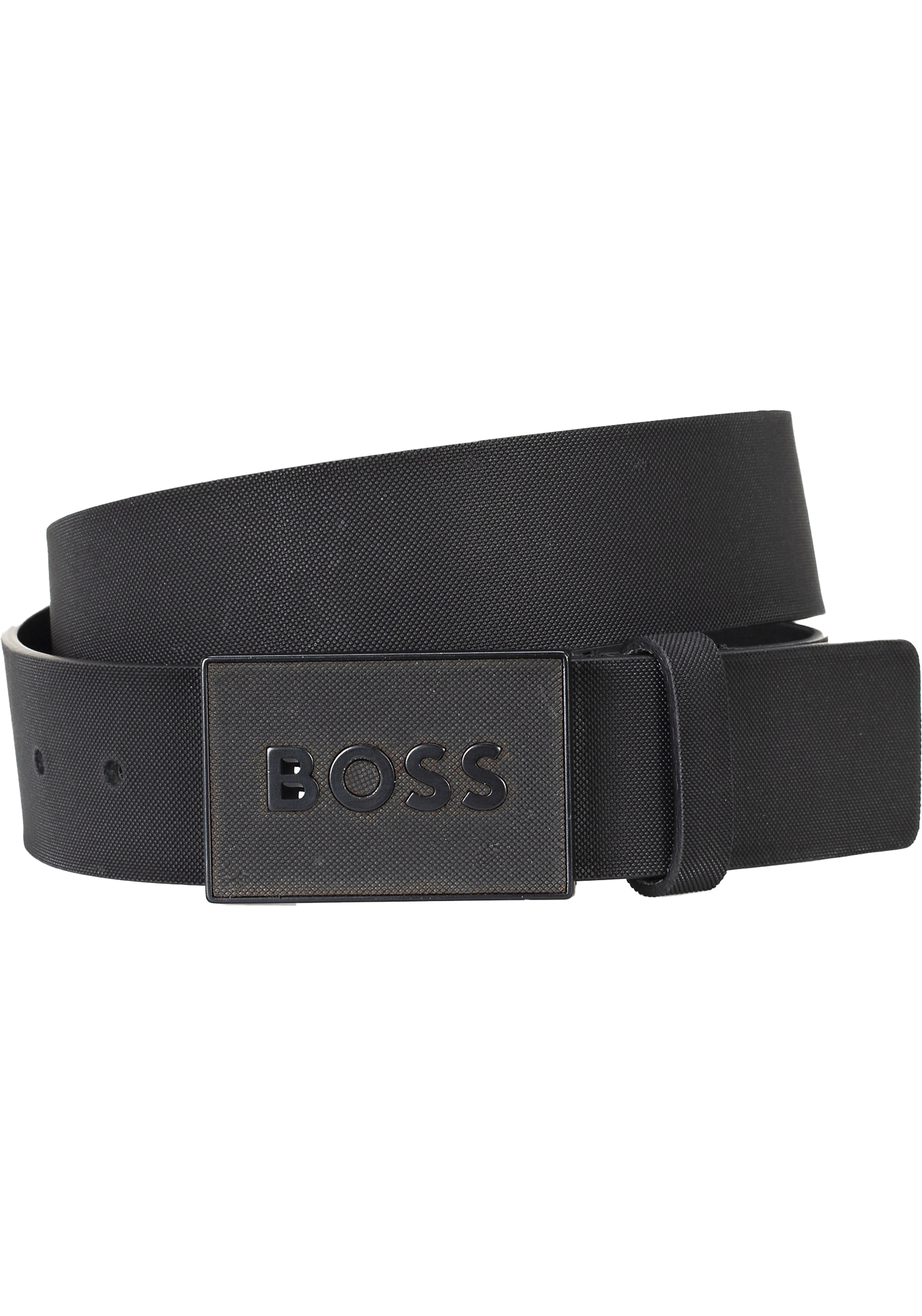 BOSS leren heren riem, zwart