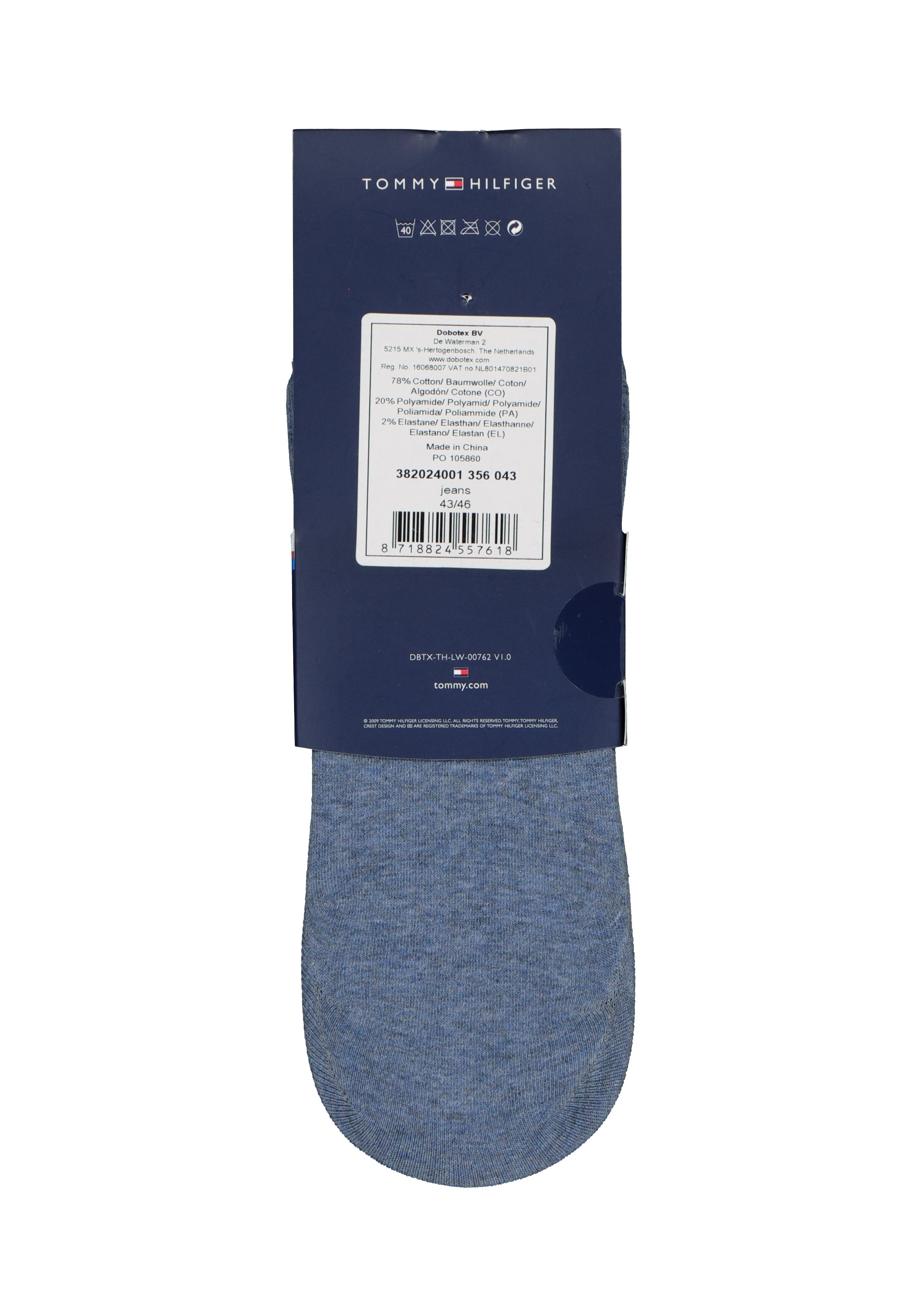 Tommy Hilfiger Footie Socks (2-pack), heren sneaker sokken katoen, onzichtbaar, jeans blauw