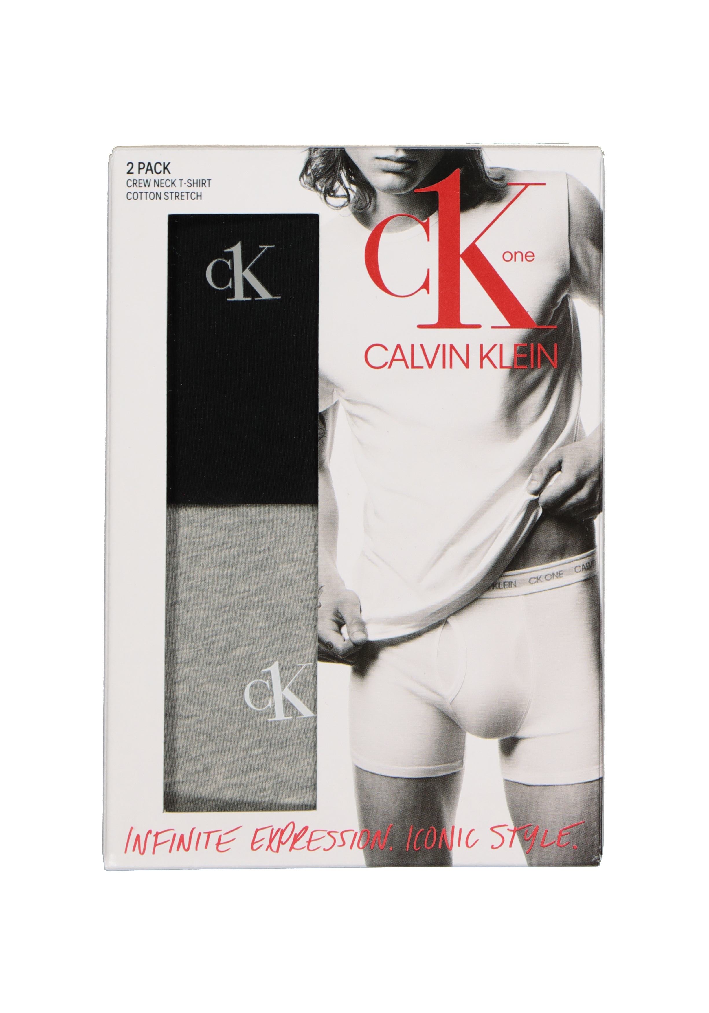 Calvin Klein CK ONE cotton crew neck T-shirts (2-pack), heren T-shirts O-hals, zwart en grijs melange