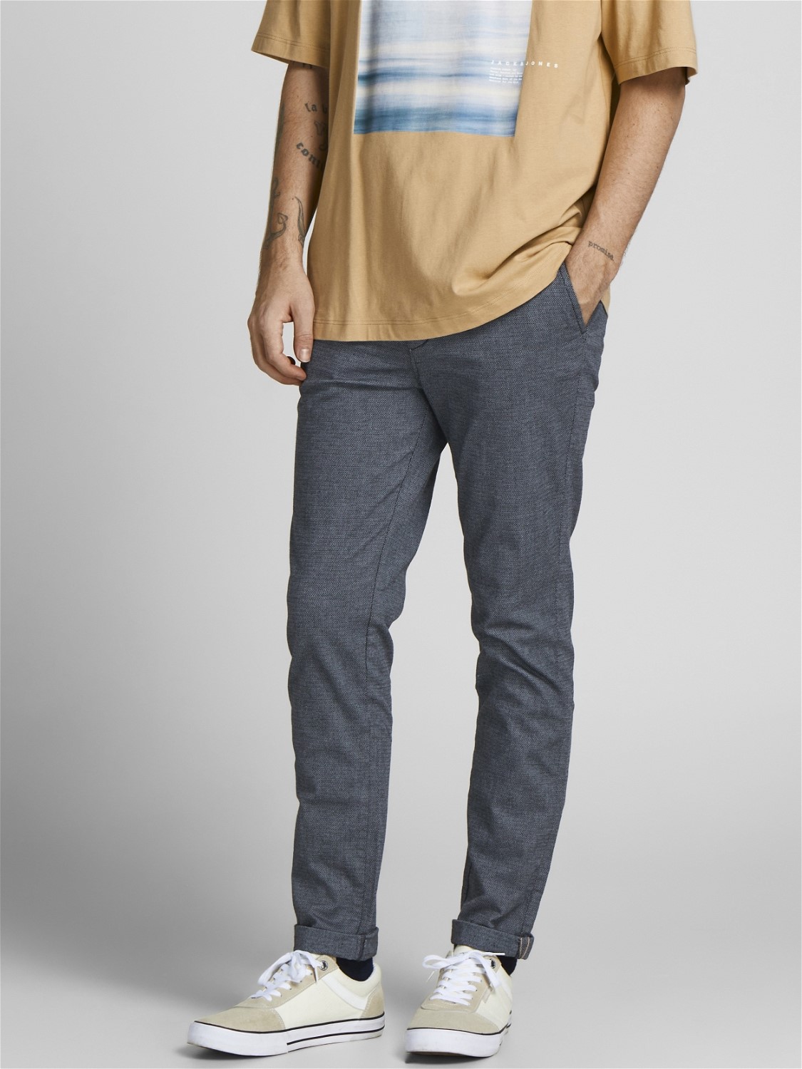 JACK & JONES Marco Fury Faded Denim loose fit, heren chino, licht denim