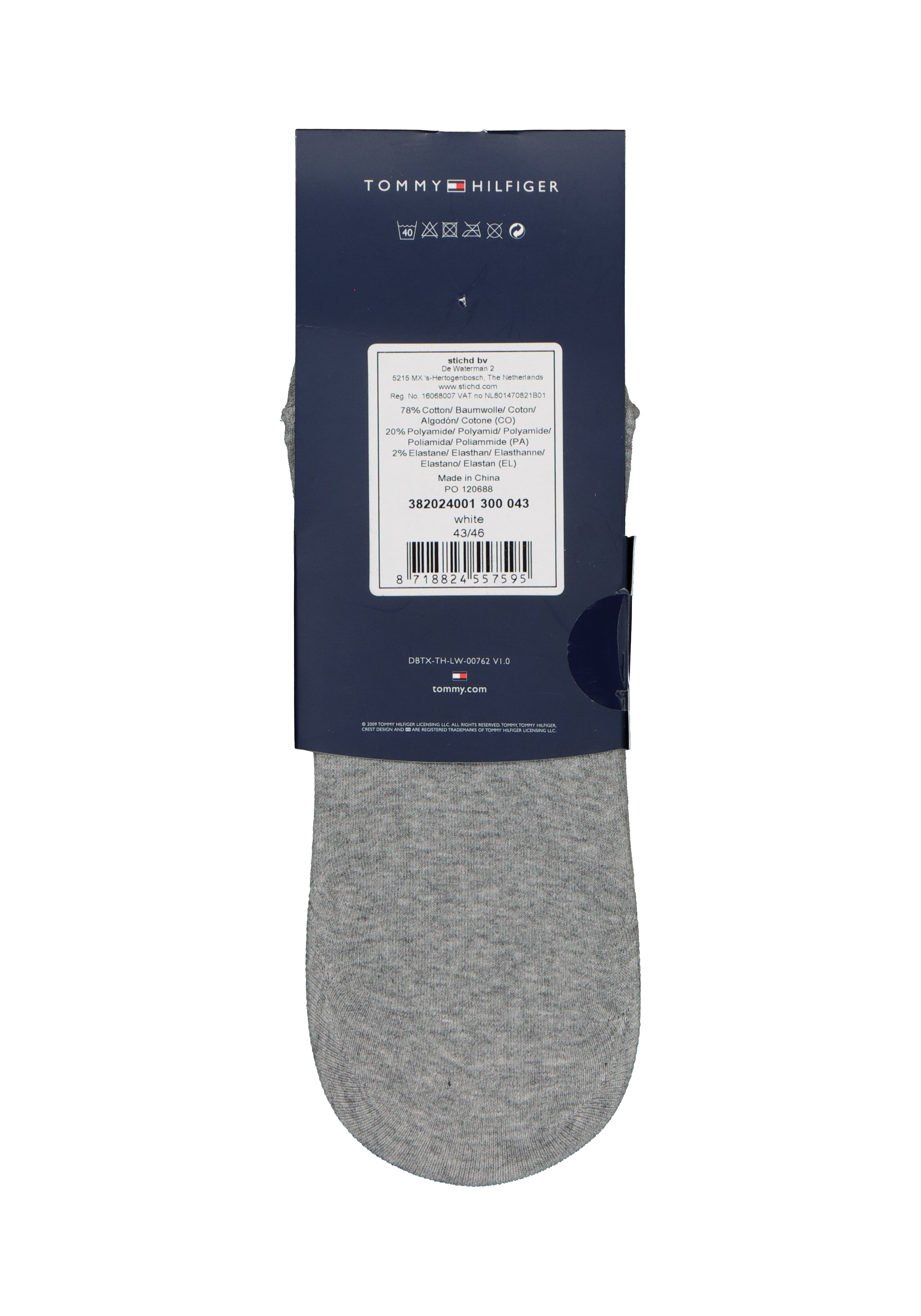 Tommy Hilfiger Footie Socks (2-pack), heren sneaker sokken katoen, onzichtbaar, grijs melange