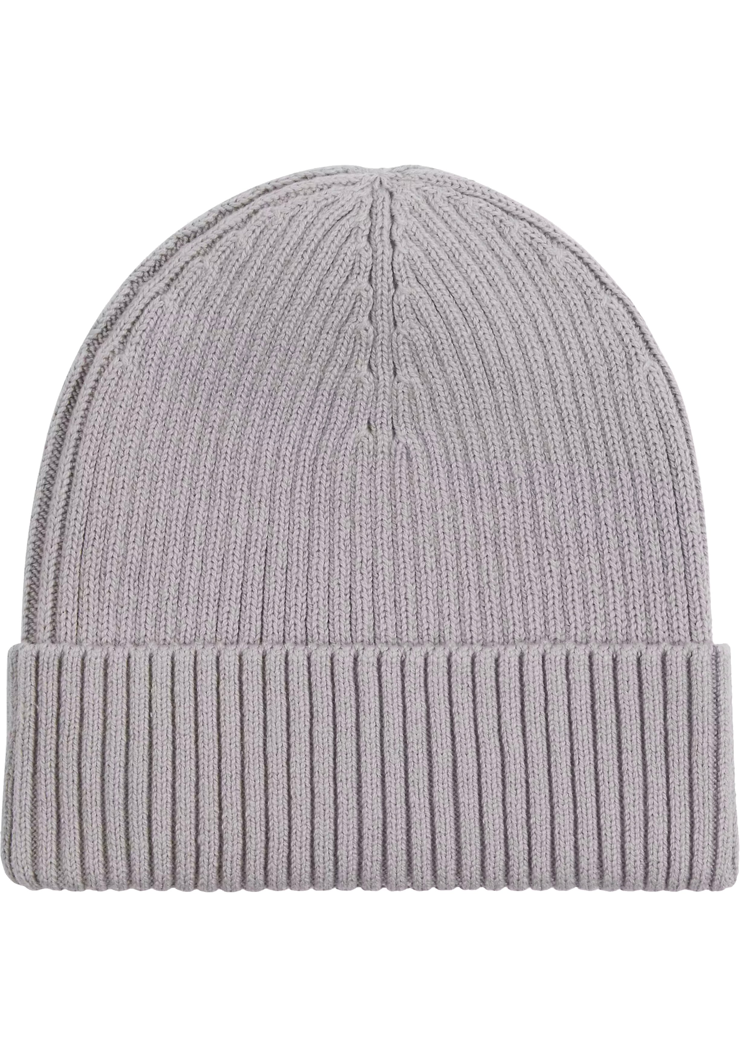 Calvin Klein muts, classic cotton rib beanie, middengrijs